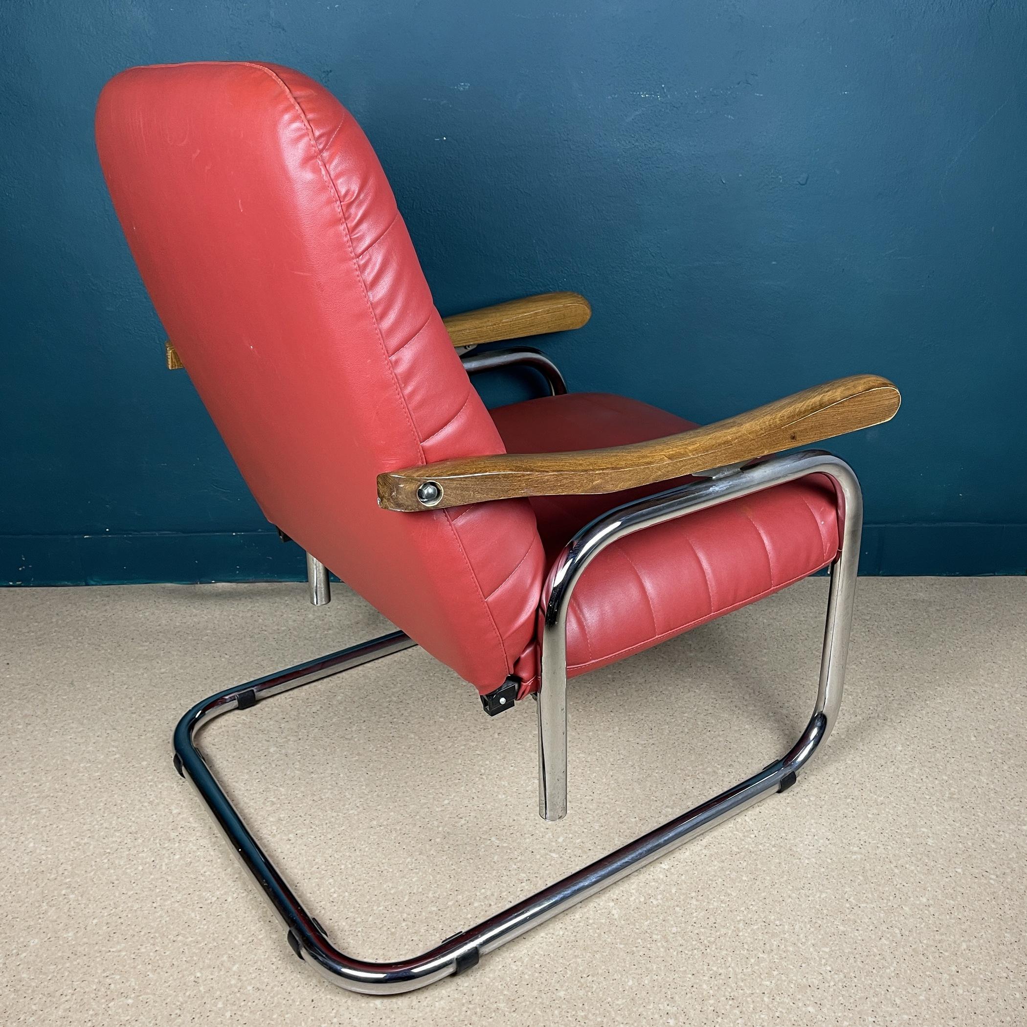Mid-century modern red armchair Italy 1970s 1