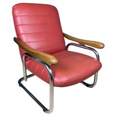 Vintage Mid-century modern red armchair Italy 1970s 