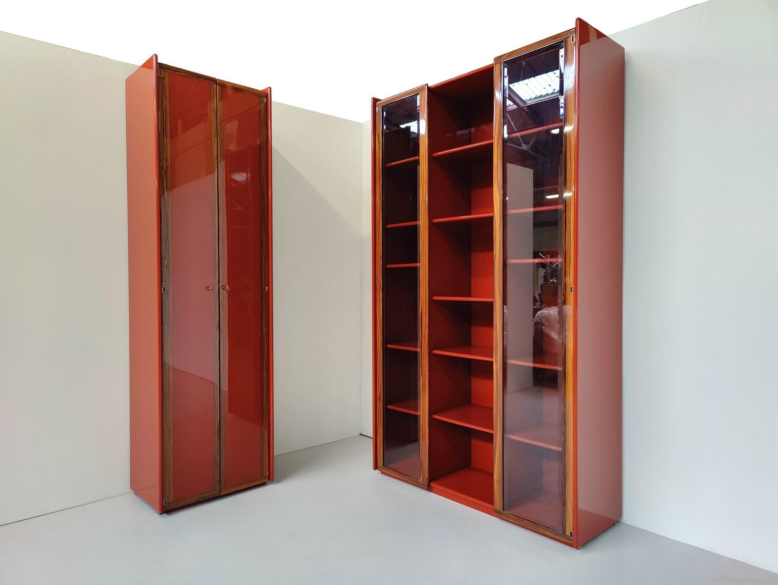 Wood Mid-Century Modern Red Artona Bookcase by Afra and Tobia Scarpa, Maxalto, 1960s