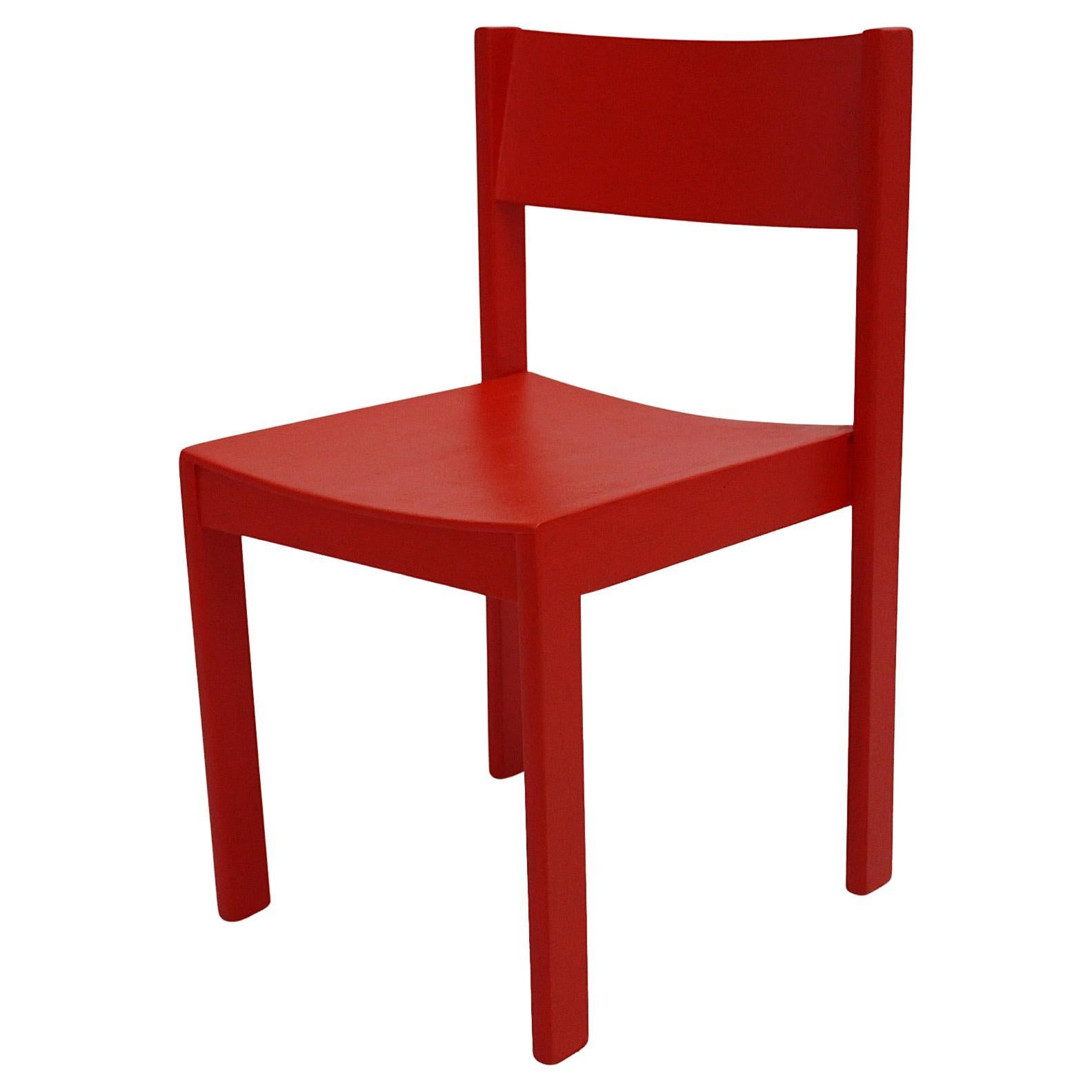 Mid Century Modern Red Beech Dining Room Chairs Stackable 1950s Vienna Up to 10