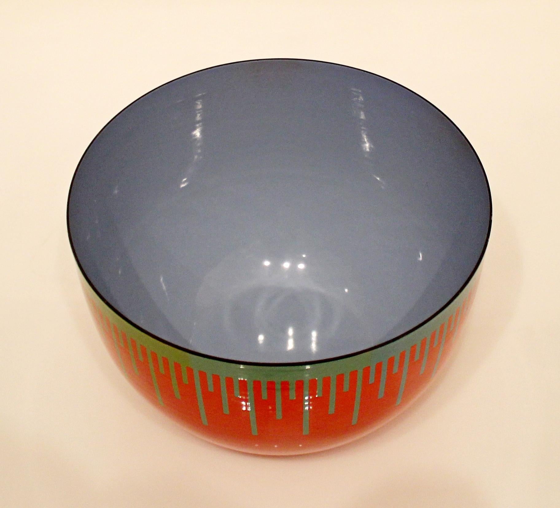American Mid-Century Modern Red Blue Enameled Art Bowl by Richard Anuszkiewicz