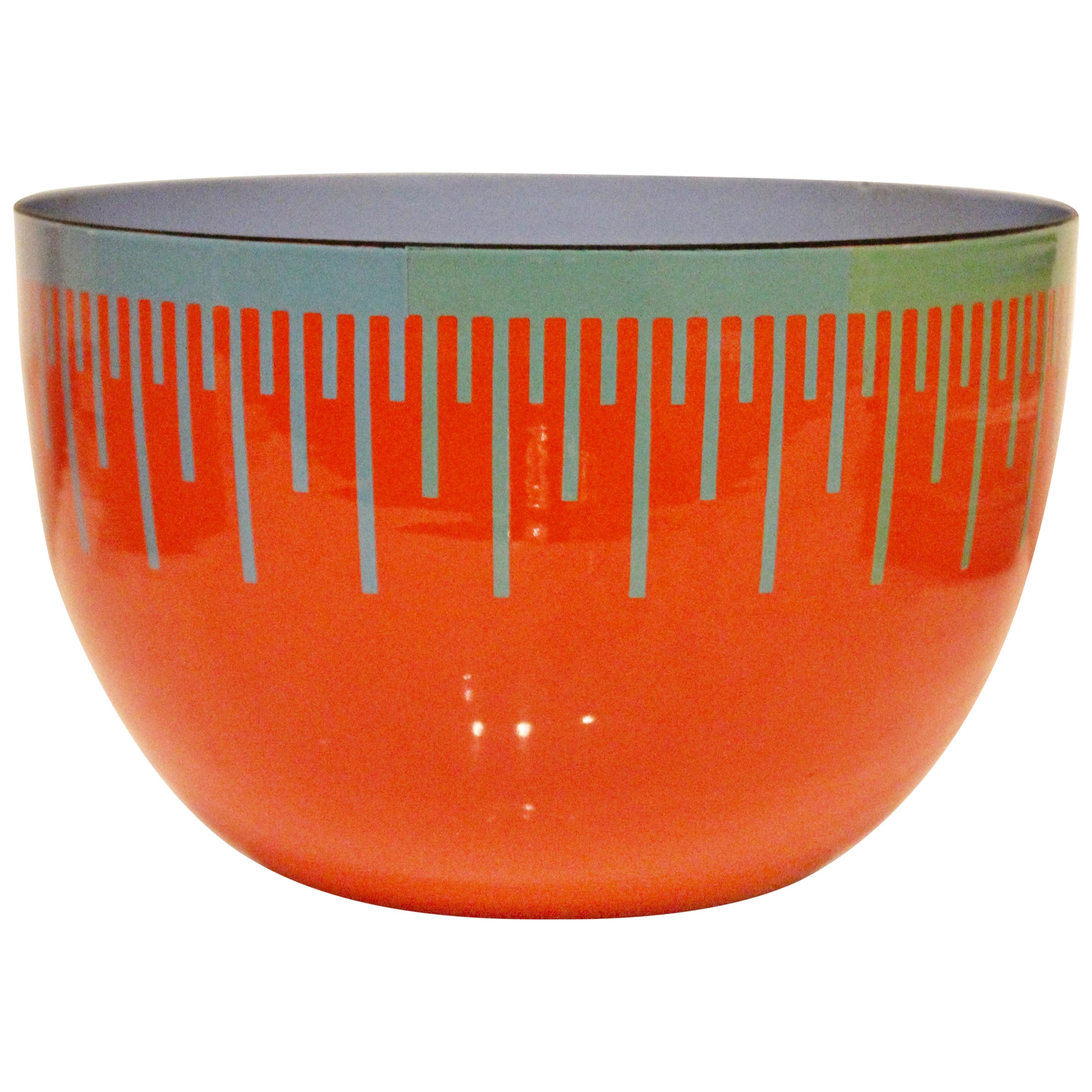Mid-Century Modern Red Blue Enameled Art Bowl by Richard Anuszkiewicz