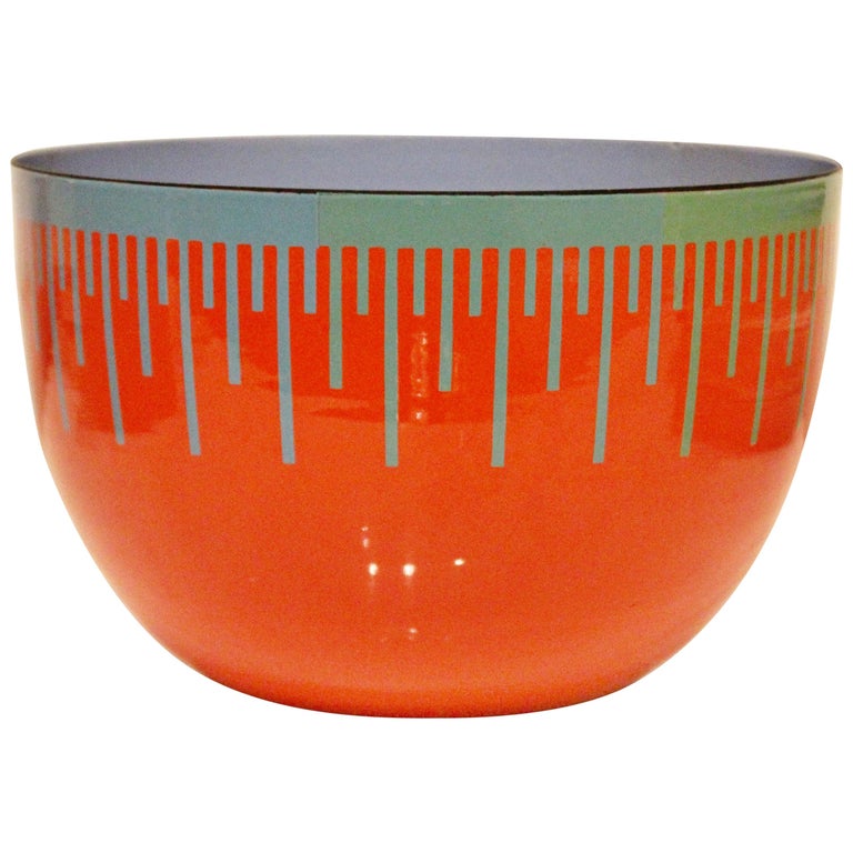 MidCentury Modern Red Blue Enameled Art Bowl by Richard Anuszkiewicz