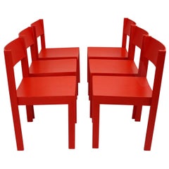 Mid-Century Modern Red Carl Auböck Dining Room Chairs, 1956, Vienna Set of Six