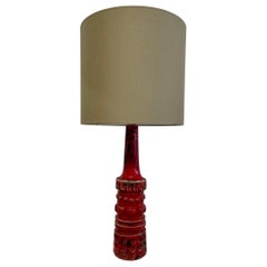 Mid-Century Modern Red Ceramic Table Lamp, Belgium, 1950s