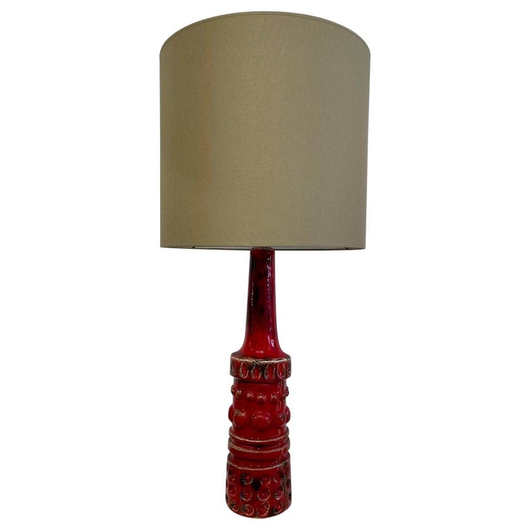 Mid-Century Modern Red Ceramic Table Lamp, Belgium, 1950s For Sale at ...