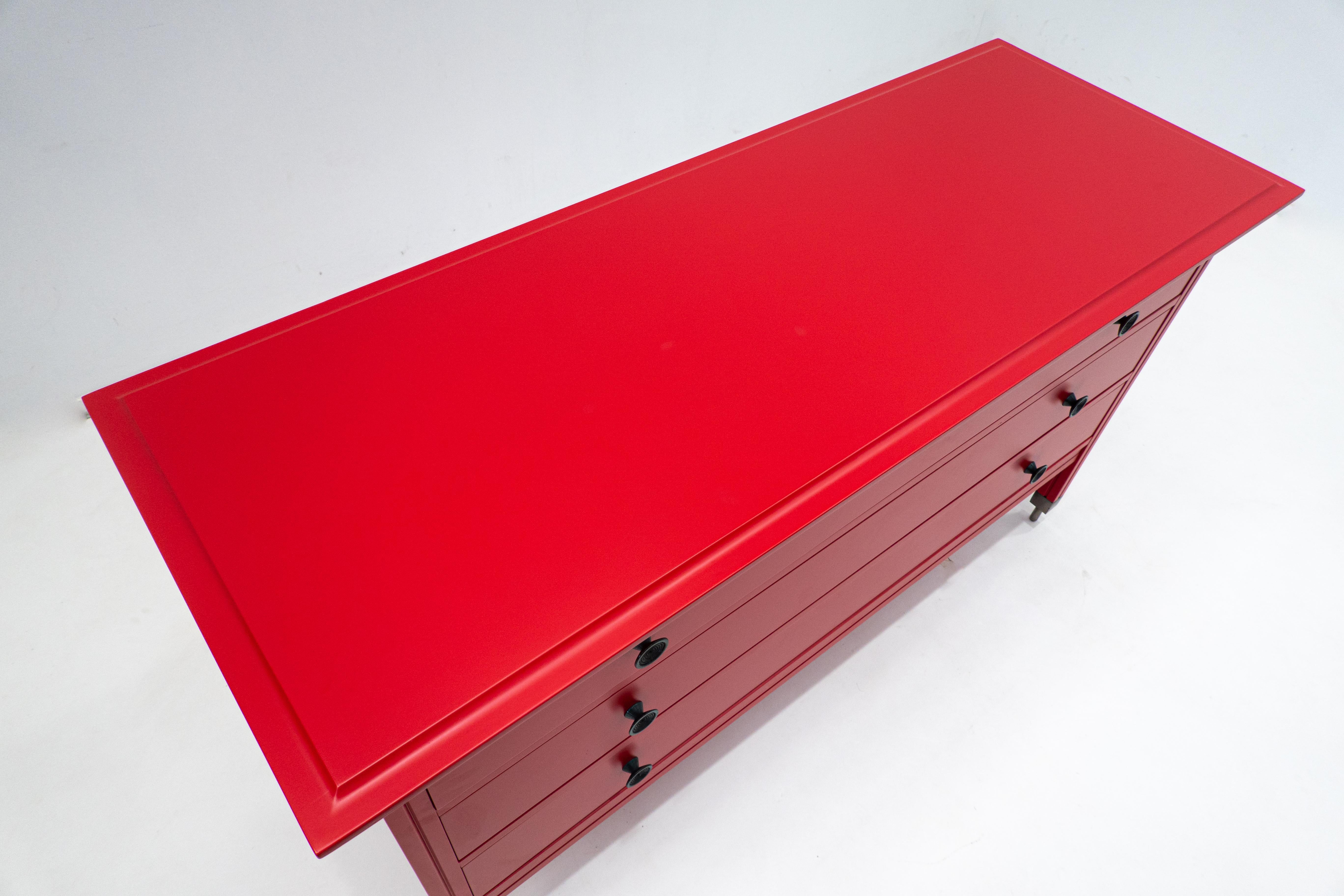 Italian Mid-Century Modern Red Chest of Drawers by Carlo di Carli for Sormani, 1950s