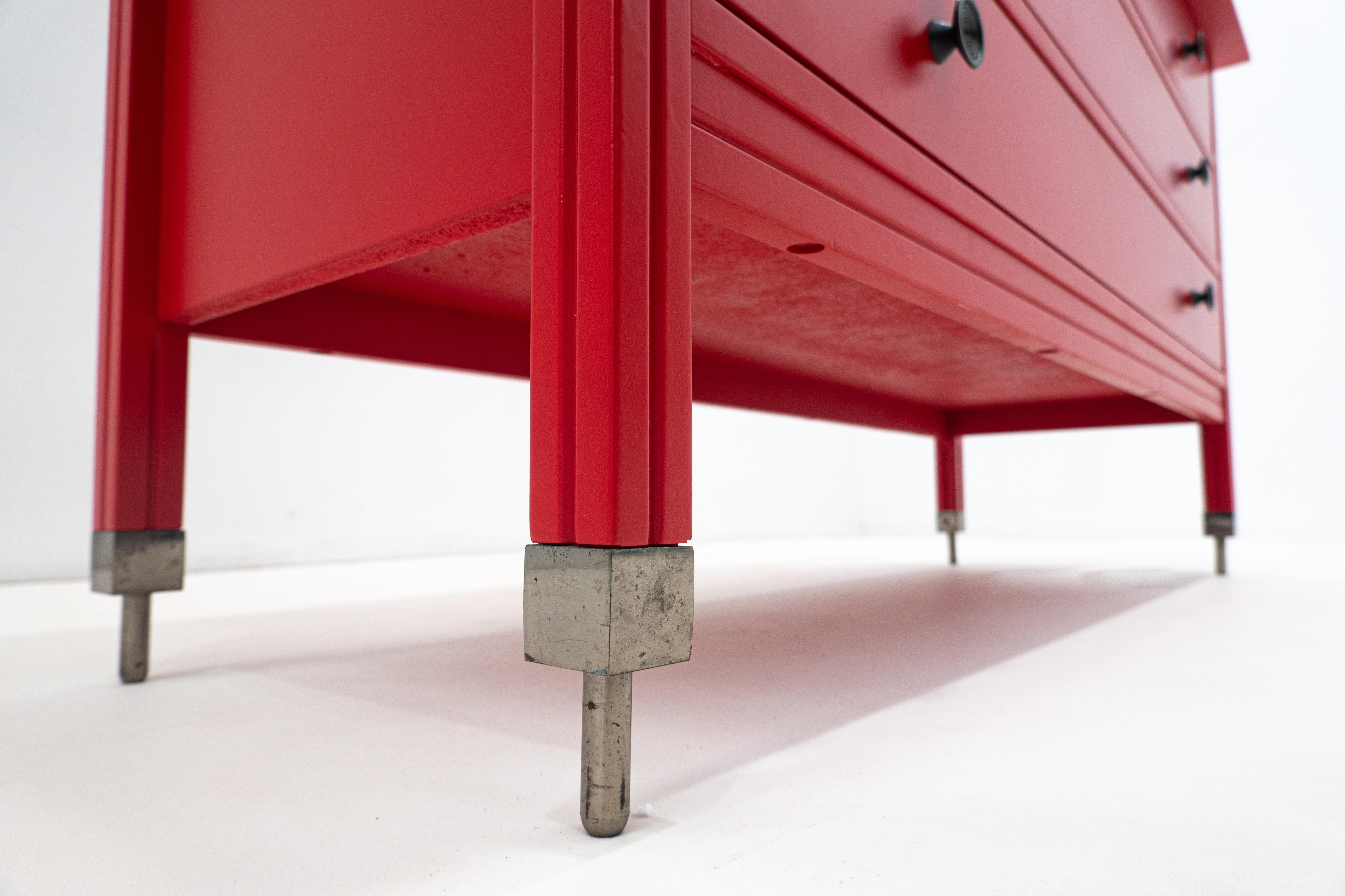 Mid-20th Century Mid-Century Modern Red Chest of Drawers by Carlo di Carli for Sormani, 1950s