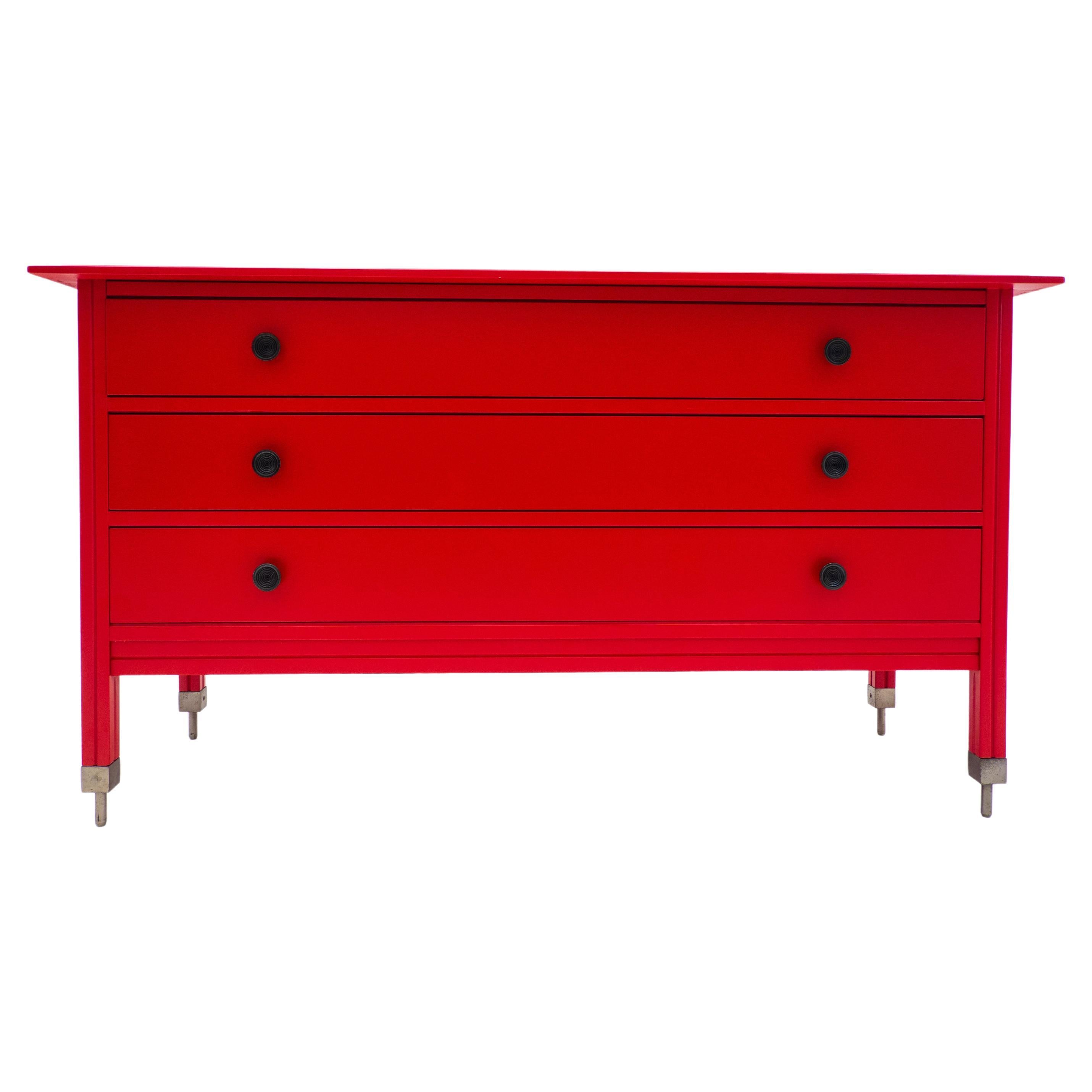 Mid-Century Modern Red Chest of Drawers by Carlo di Carli for Sormani, 1950s