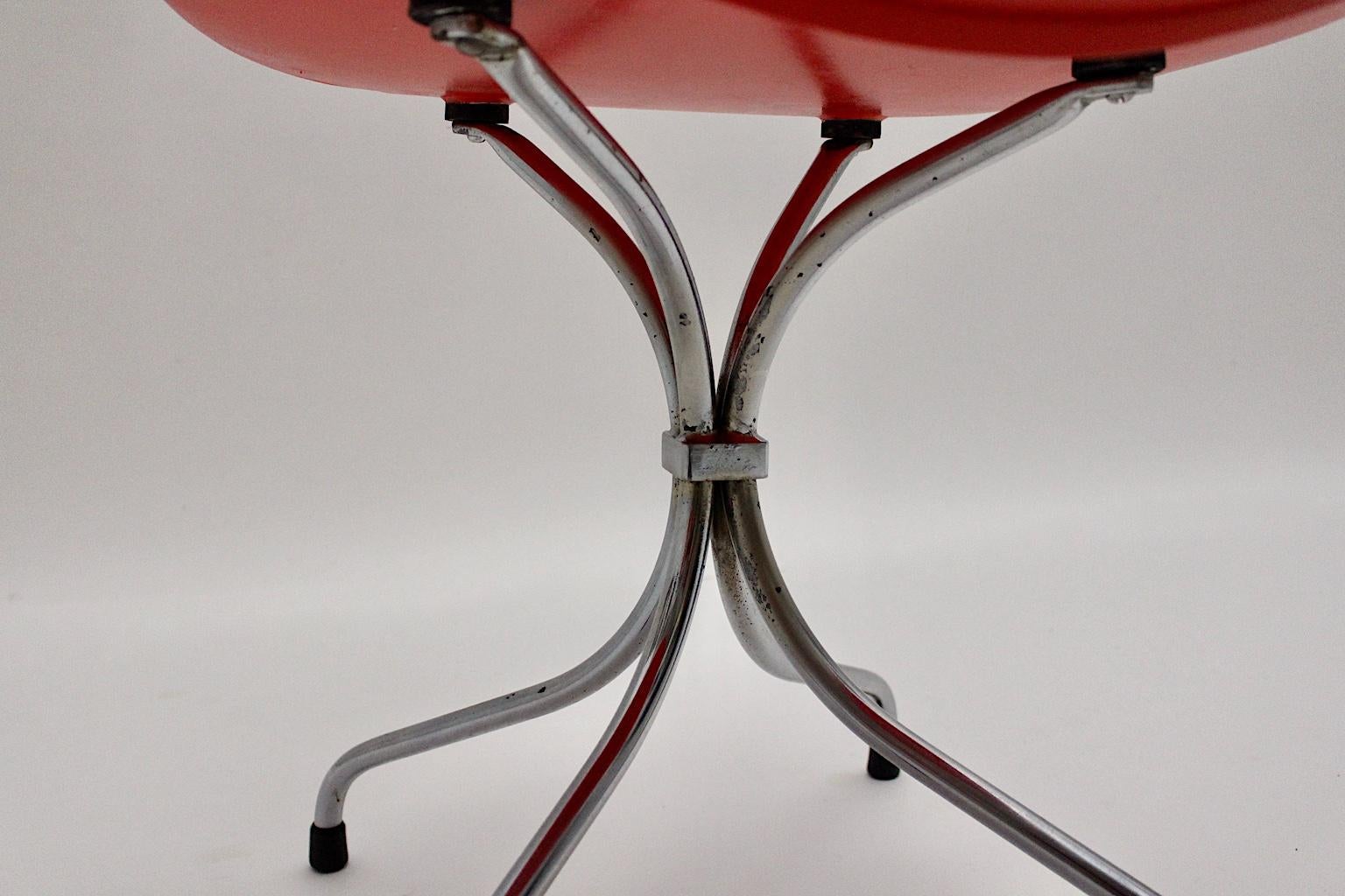 Mid-Century Modern Red Silver Ten Dining Chairs Theo Häberli Switzerland 1960s For Sale 10