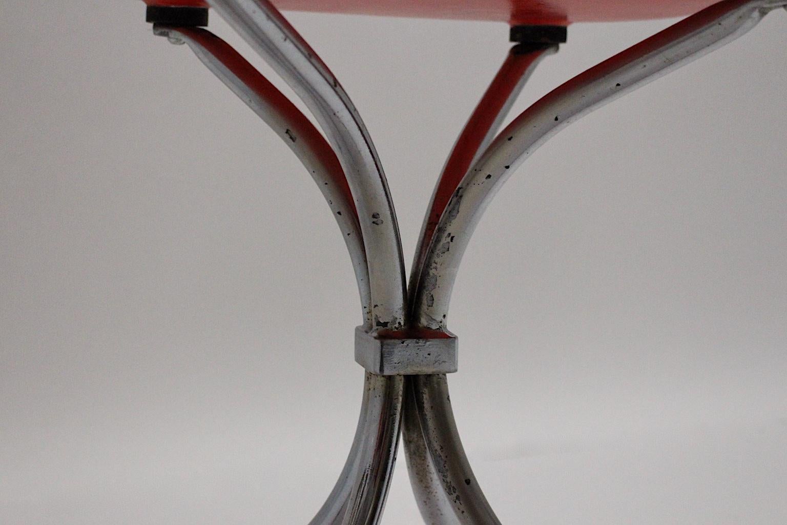 Mid-Century Modern Red Silver Ten Dining Chairs Theo Häberli Switzerland 1960s For Sale 12