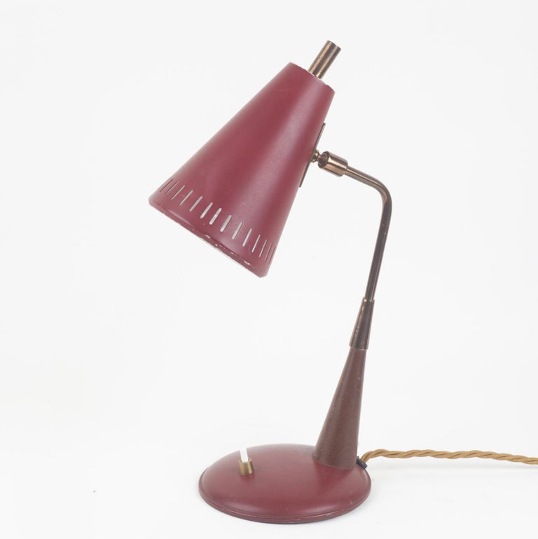 MidCentury Modern Red Desk Lamp For Sale at 1stDibs