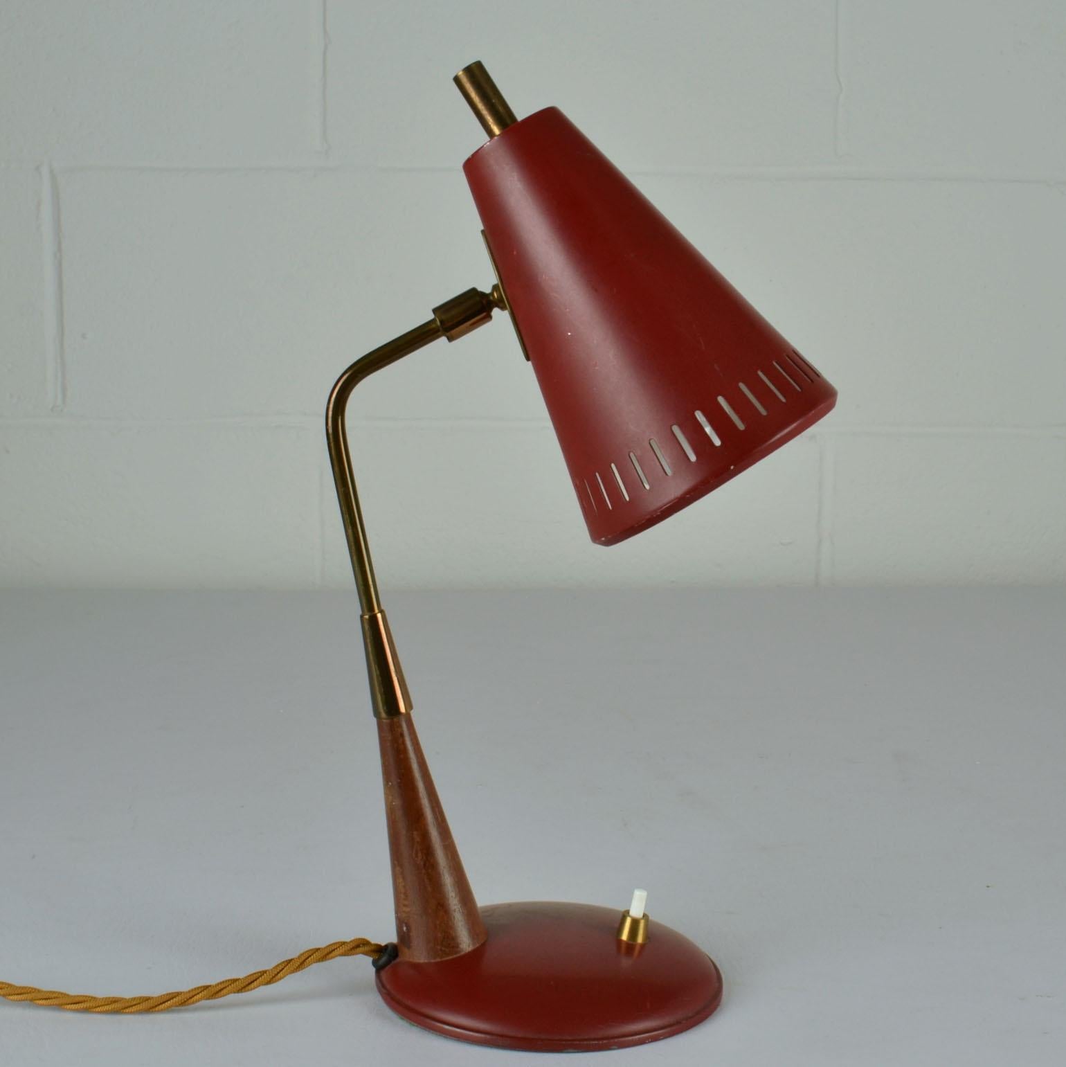 Italian Mid-Century Modern Red Desk Lamp For Sale