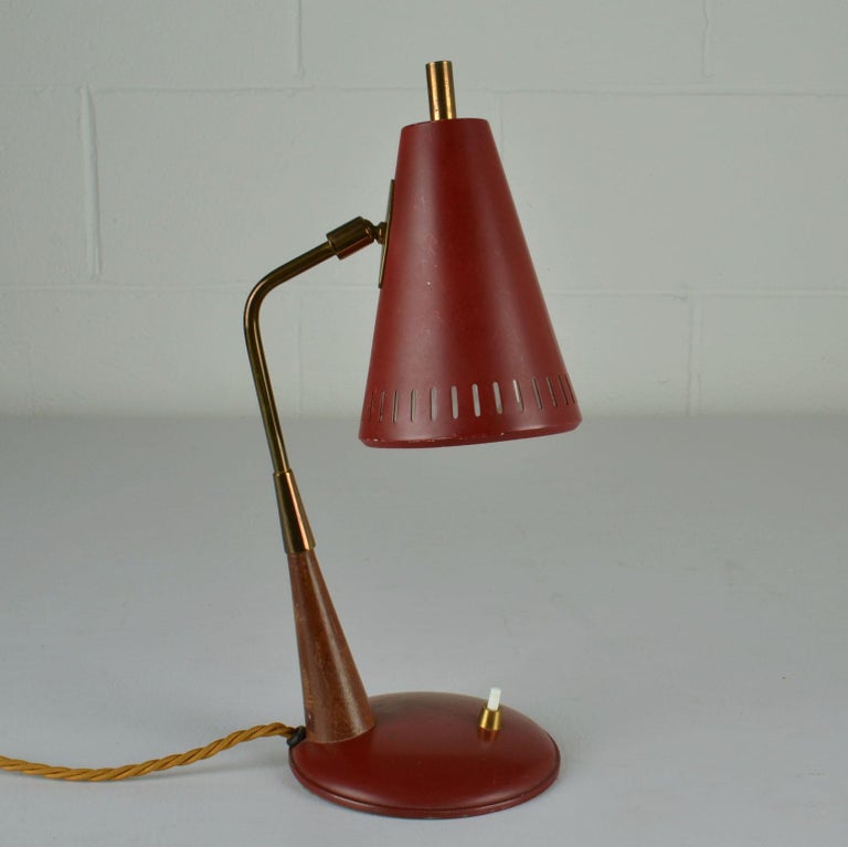 MidCentury Modern Red Desk Lamp For Sale at 1stDibs