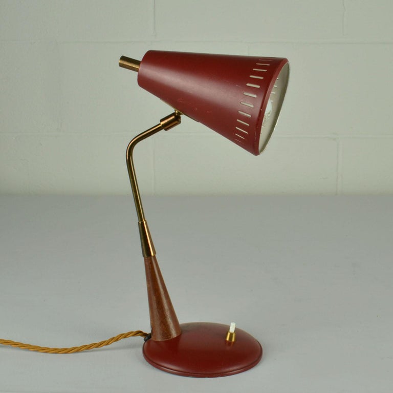MidCentury Modern Red Desk Lamp For Sale at 1stDibs