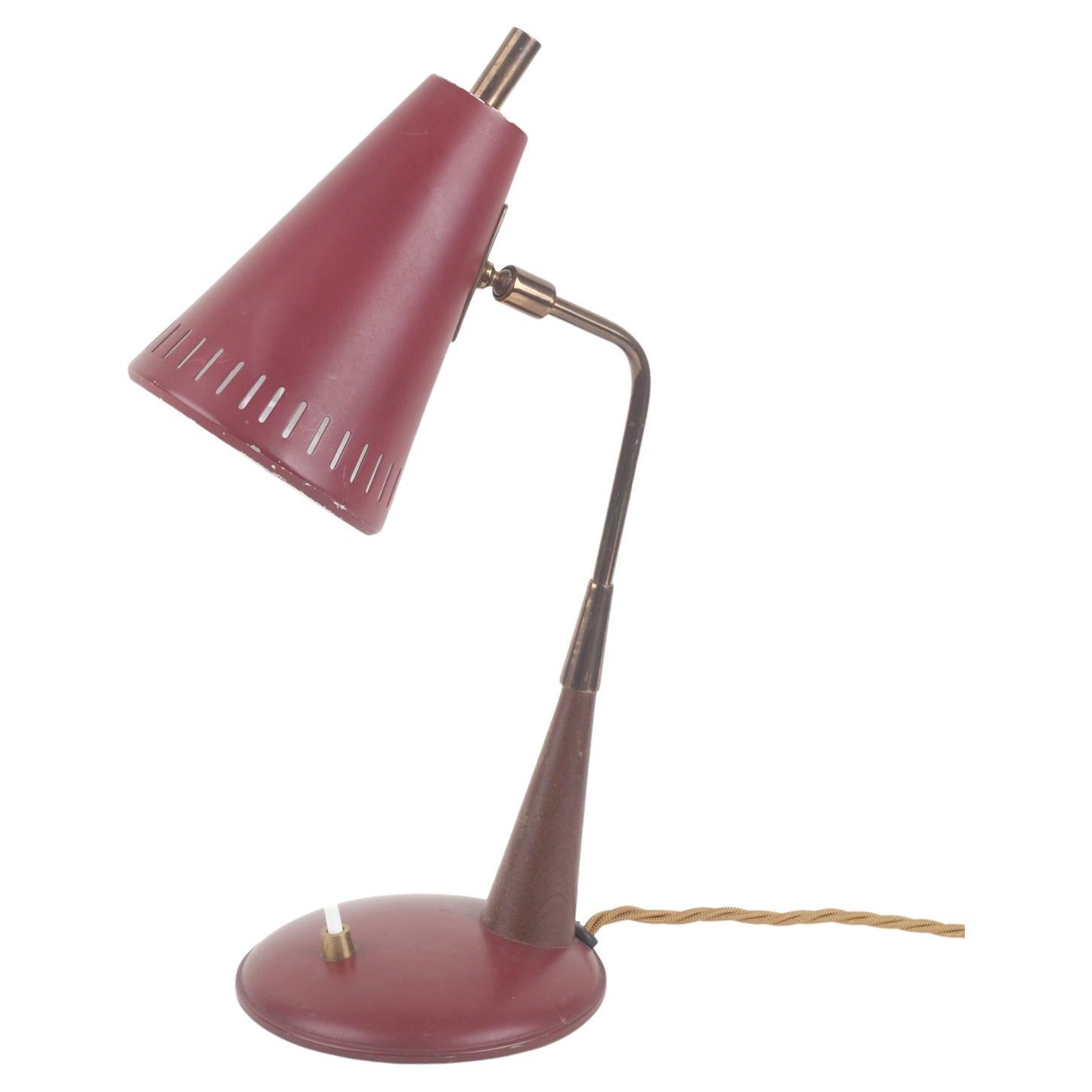 Lampe de bureau rouge mi-siècle moderne