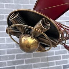 Mid Century Modern Red Enamel "Biplane" Metal Wall Sculpture Curtis Jere Styled