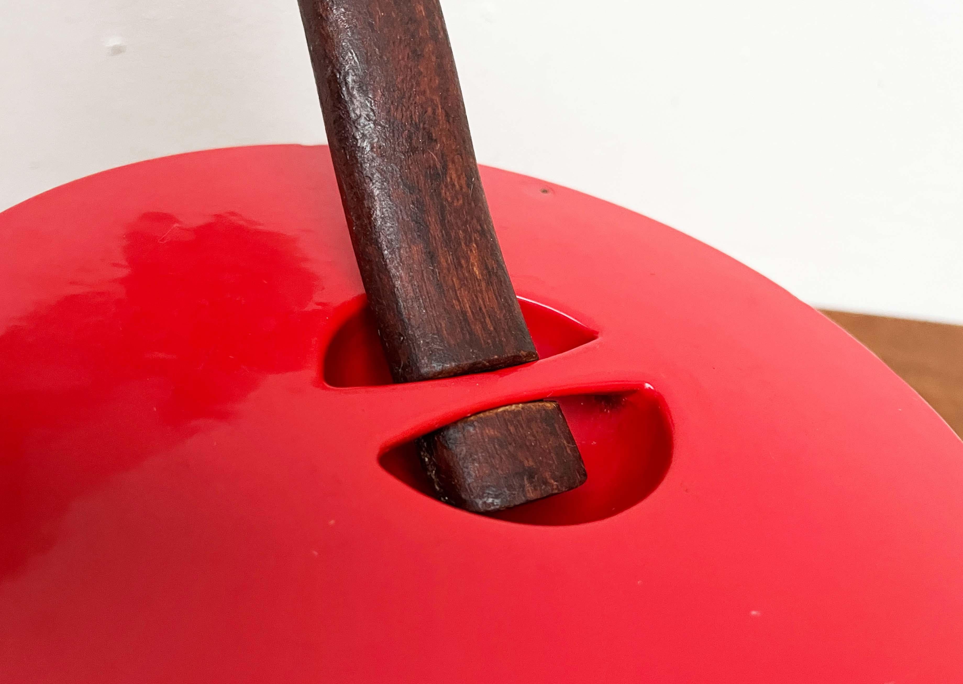 Mid-Century Modern Red Enamel Pot Teak Handle Timo Sarpaneva Rosenlew Finland For Sale 6