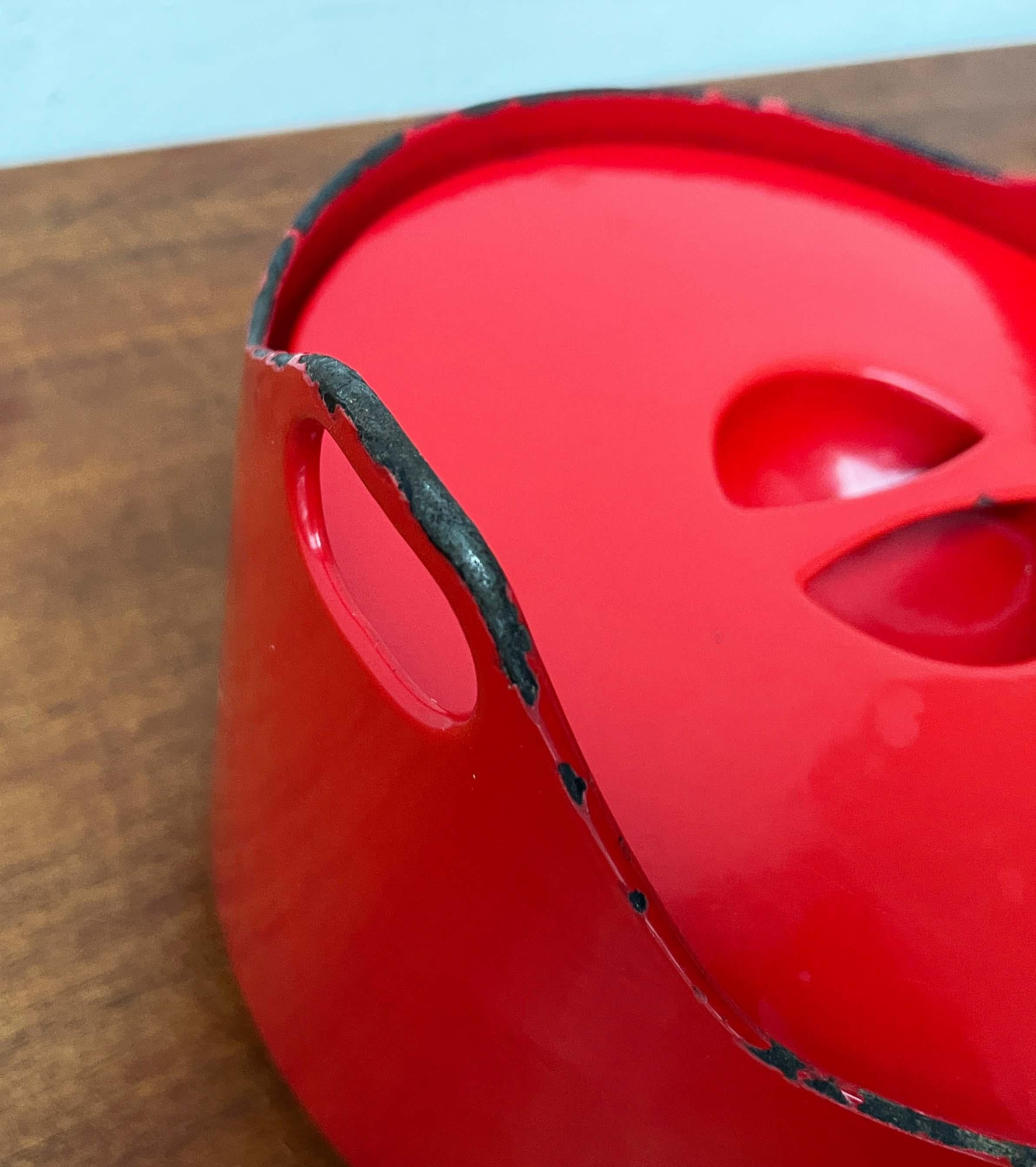 Mid-Century Modern Rot Emaille Topf Teak Griff Timo Sarpaneva Rosenlew Finnland im Angebot 5
