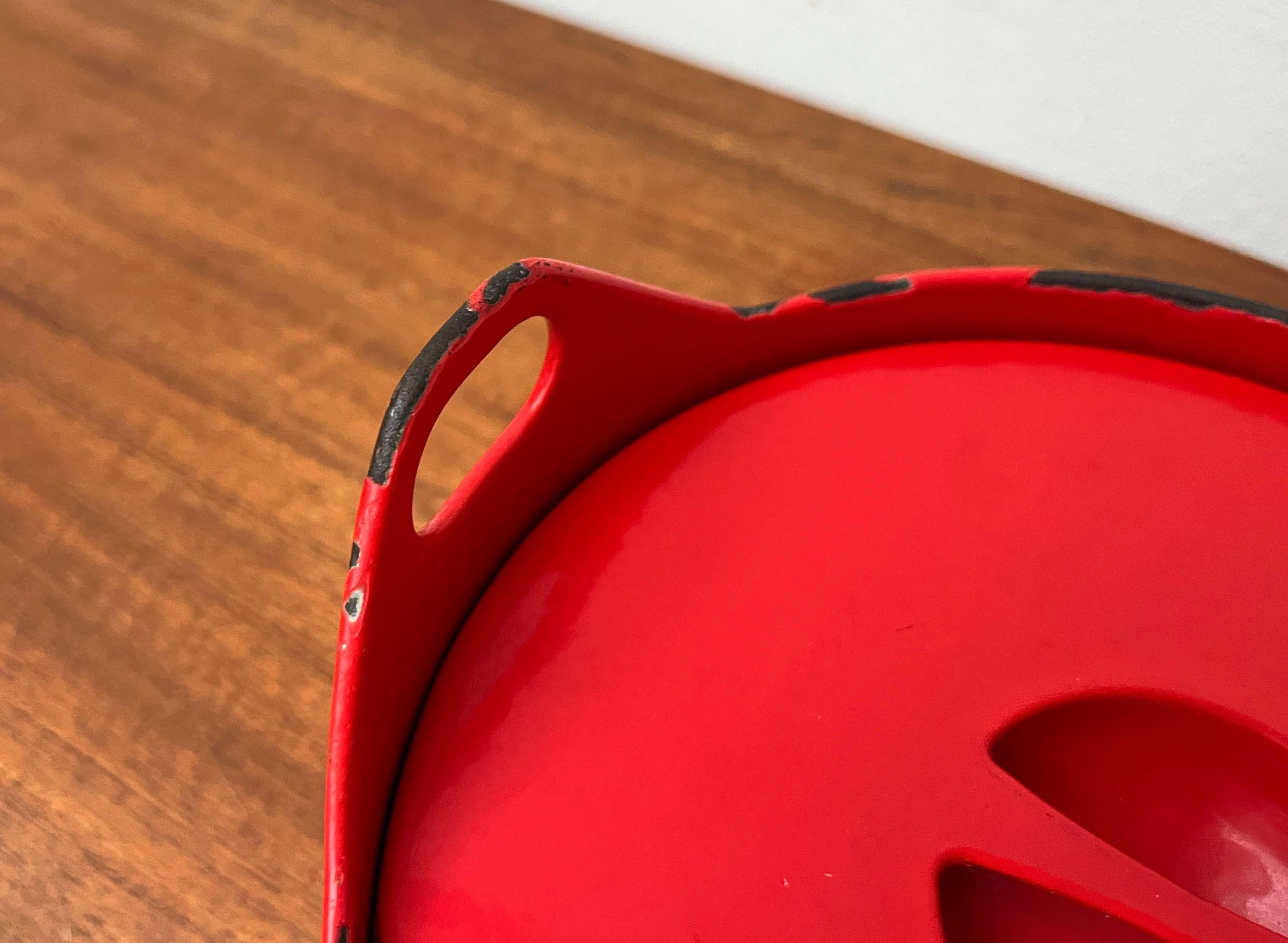 Mid-Century Modern Red Enamel Pot Teak Handle Timo Sarpaneva Rosenlew Finland For Sale 9