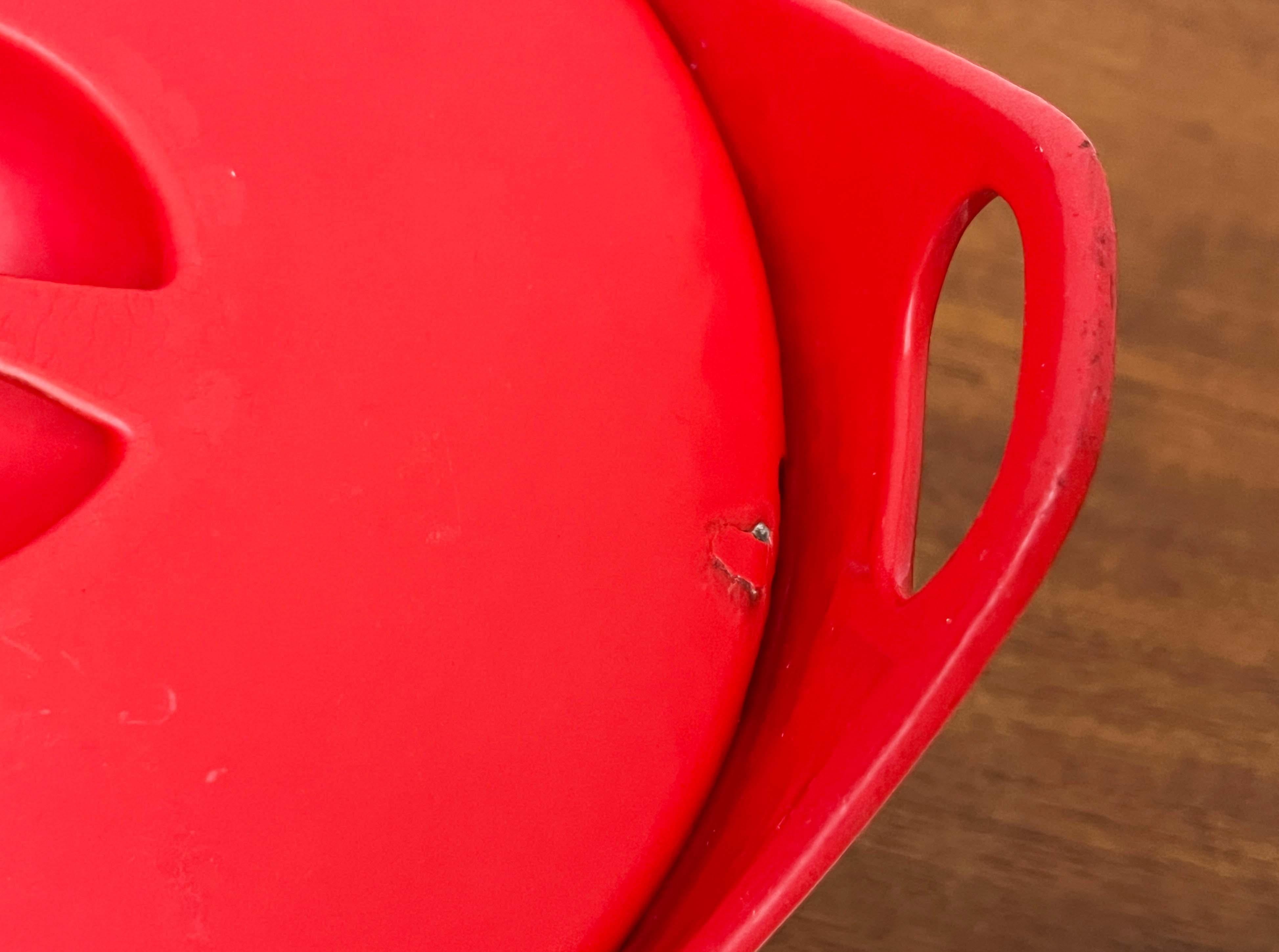 Mid-Century Modern Red Enamel Pot Teak Handle Timo Sarpaneva Rosenlew Finland For Sale 9