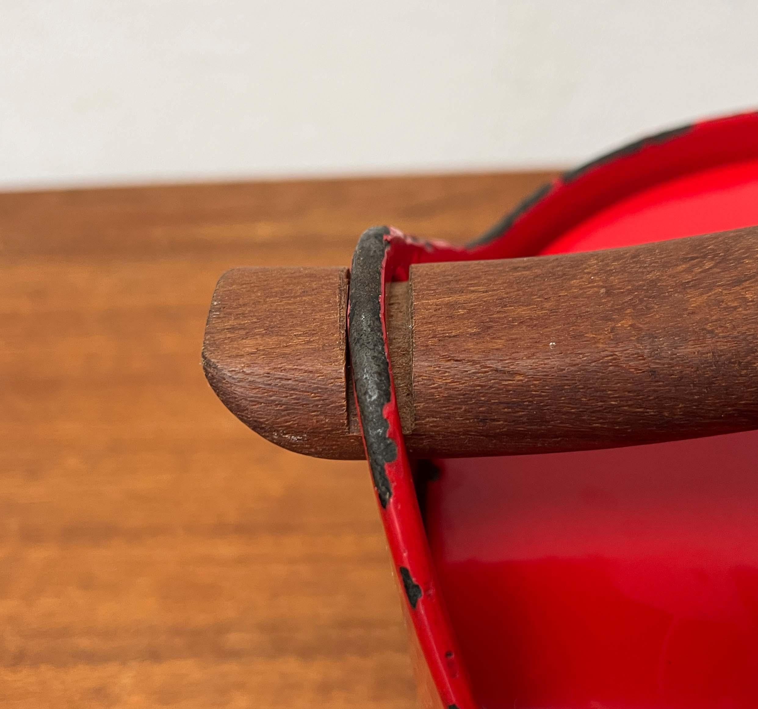 Mid-Century Modern Rot Emaille Topf Teak Griff Timo Sarpaneva Rosenlew Finnland im Angebot 9