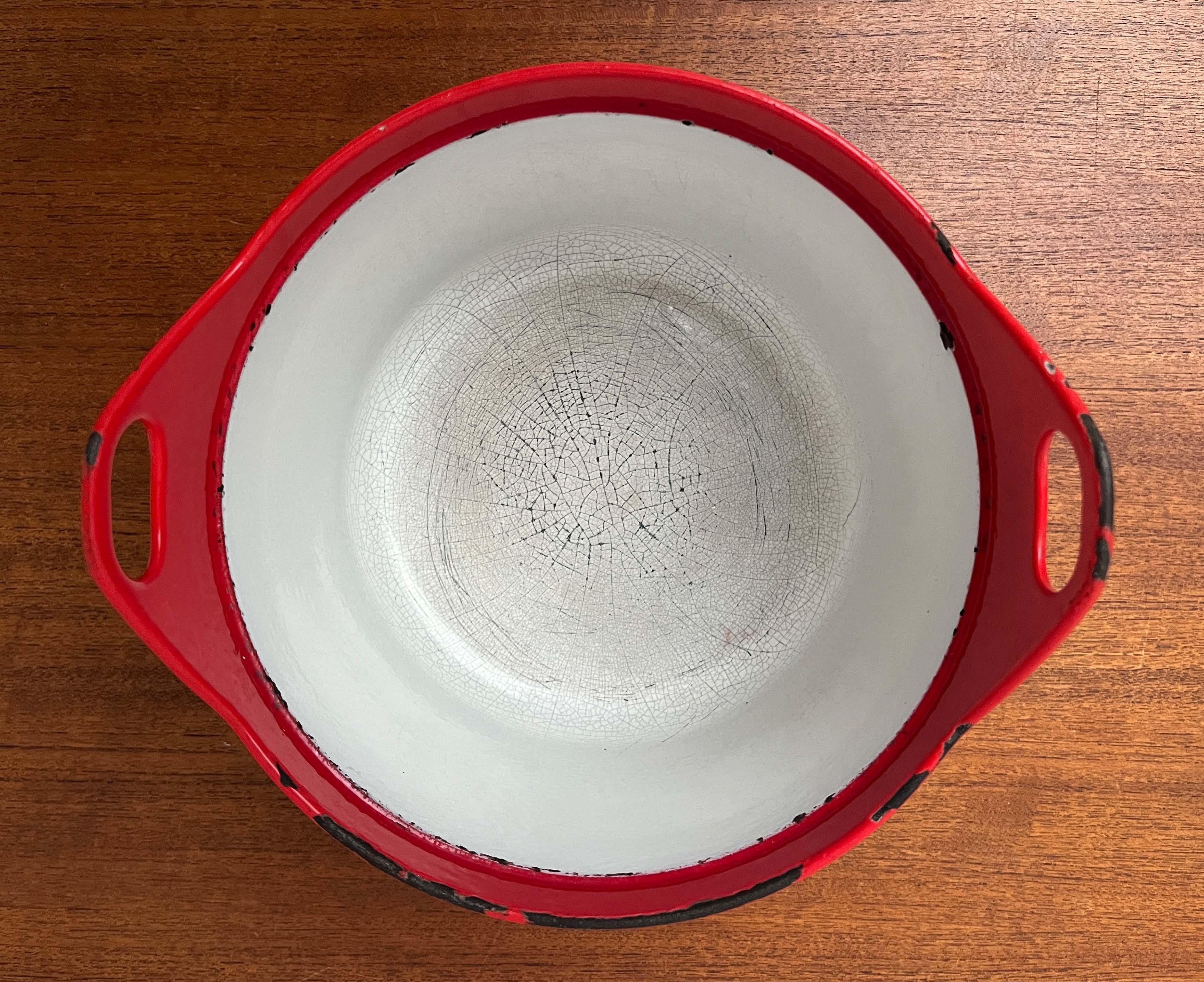 Mid-Century Modern Red Enamel Pot Teak Handle Timo Sarpaneva Rosenlew Finland For Sale 12