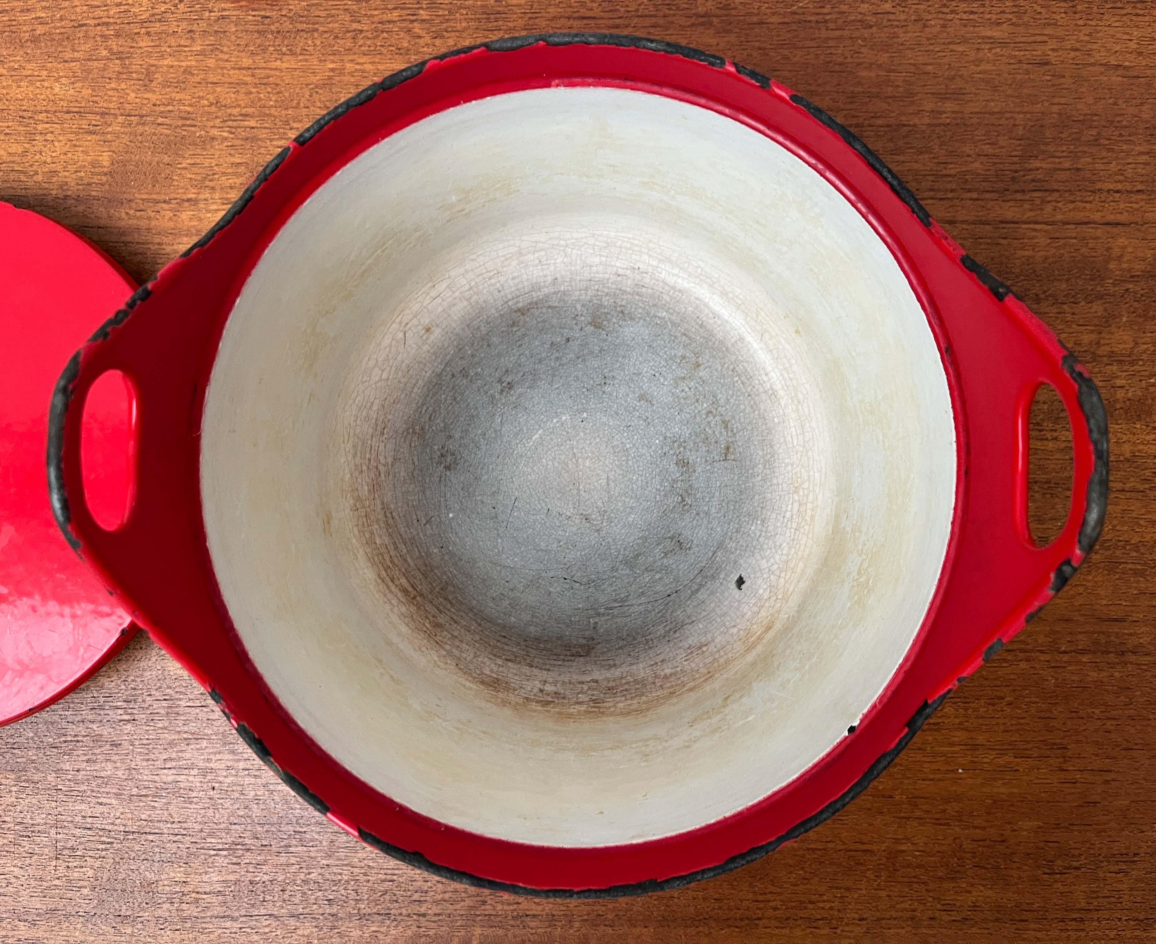 Mid-Century Modern Rot Emaille Topf Teak Griff Timo Sarpaneva Rosenlew Finnland im Angebot 11