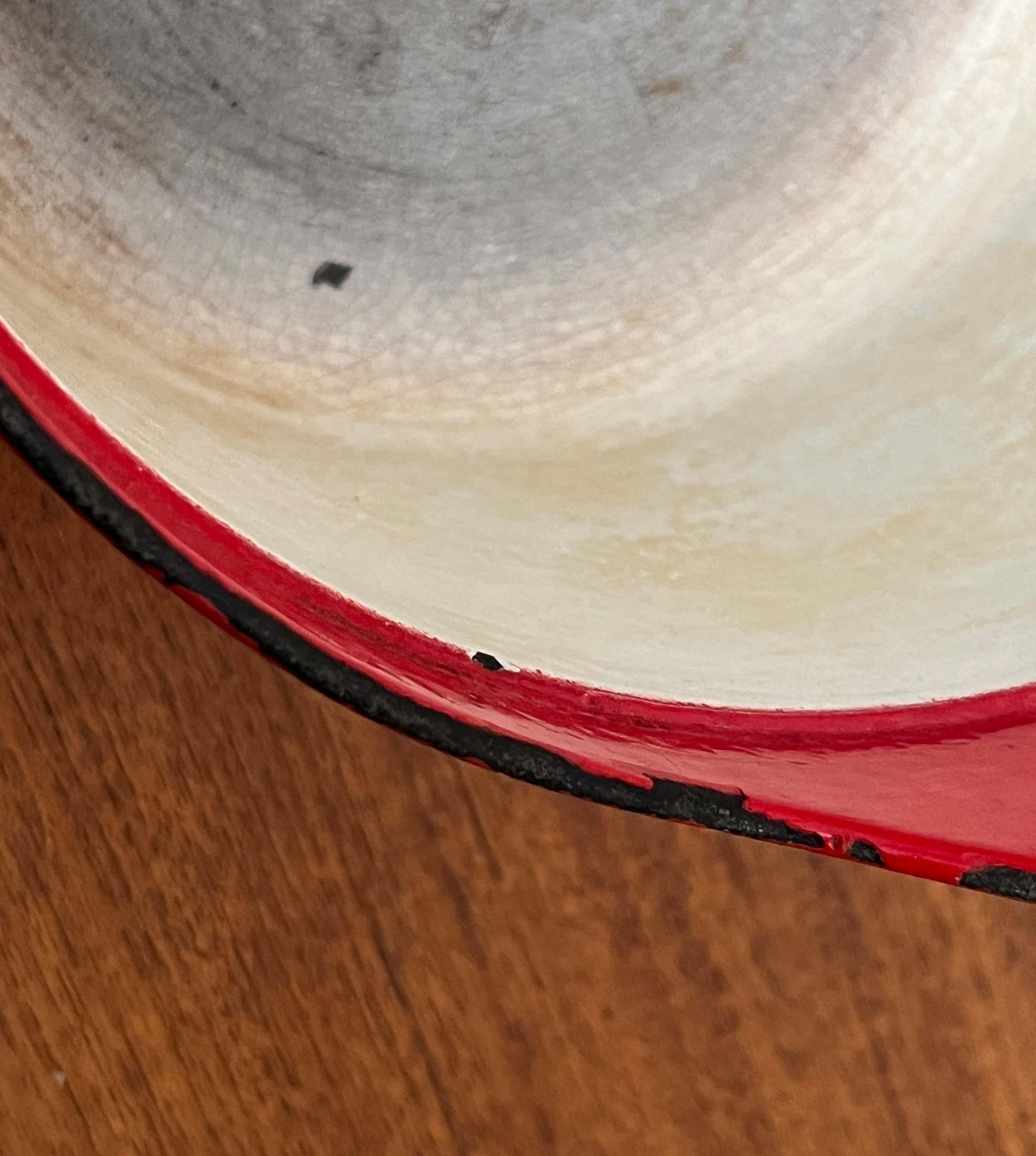 Mid-Century Modern Rot Emaille Topf Teak Griff Timo Sarpaneva Rosenlew Finnland im Angebot 13