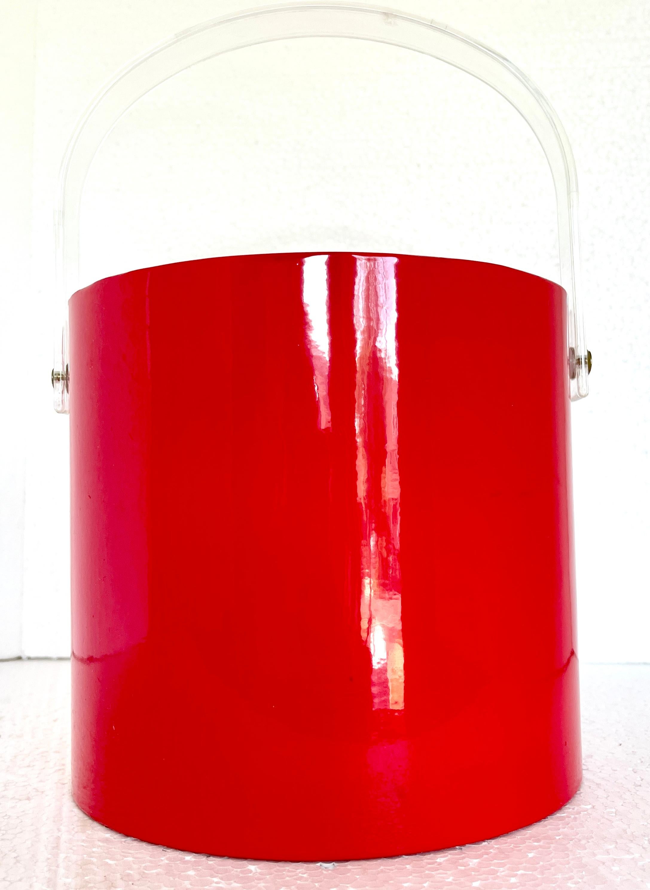 Mid-20th Century Mid-Century Modern Red Faux Leather Ice Bucket, circa 1960's