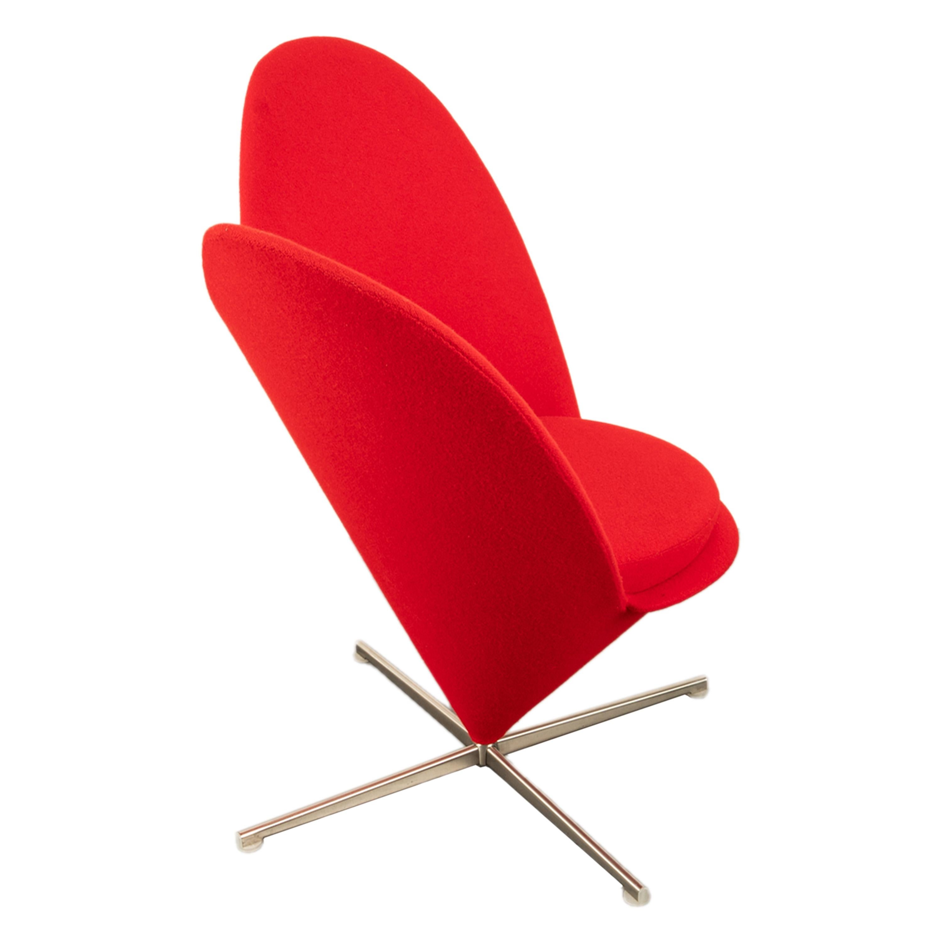 Mid Century Modern Red Heart Cone Chair Verner Panton for Vitra Mint Condition 3