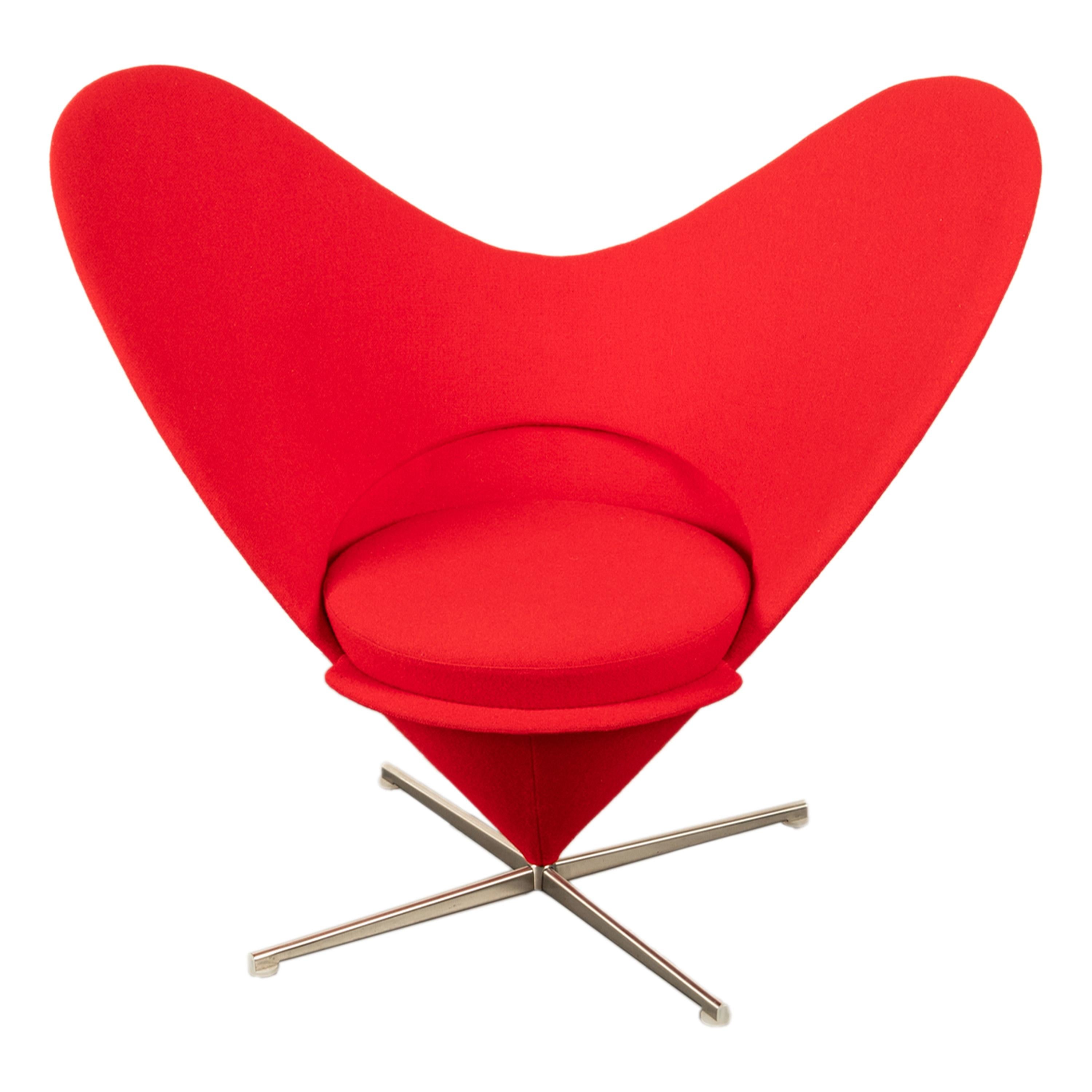 Mid Century Modern Red Heart Cone Chair Verner Panton for Vitra Mint Condition 6