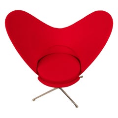 Mid Century Modern Red Heart Cone Chair Verner Panton for Vitra Mint Condition