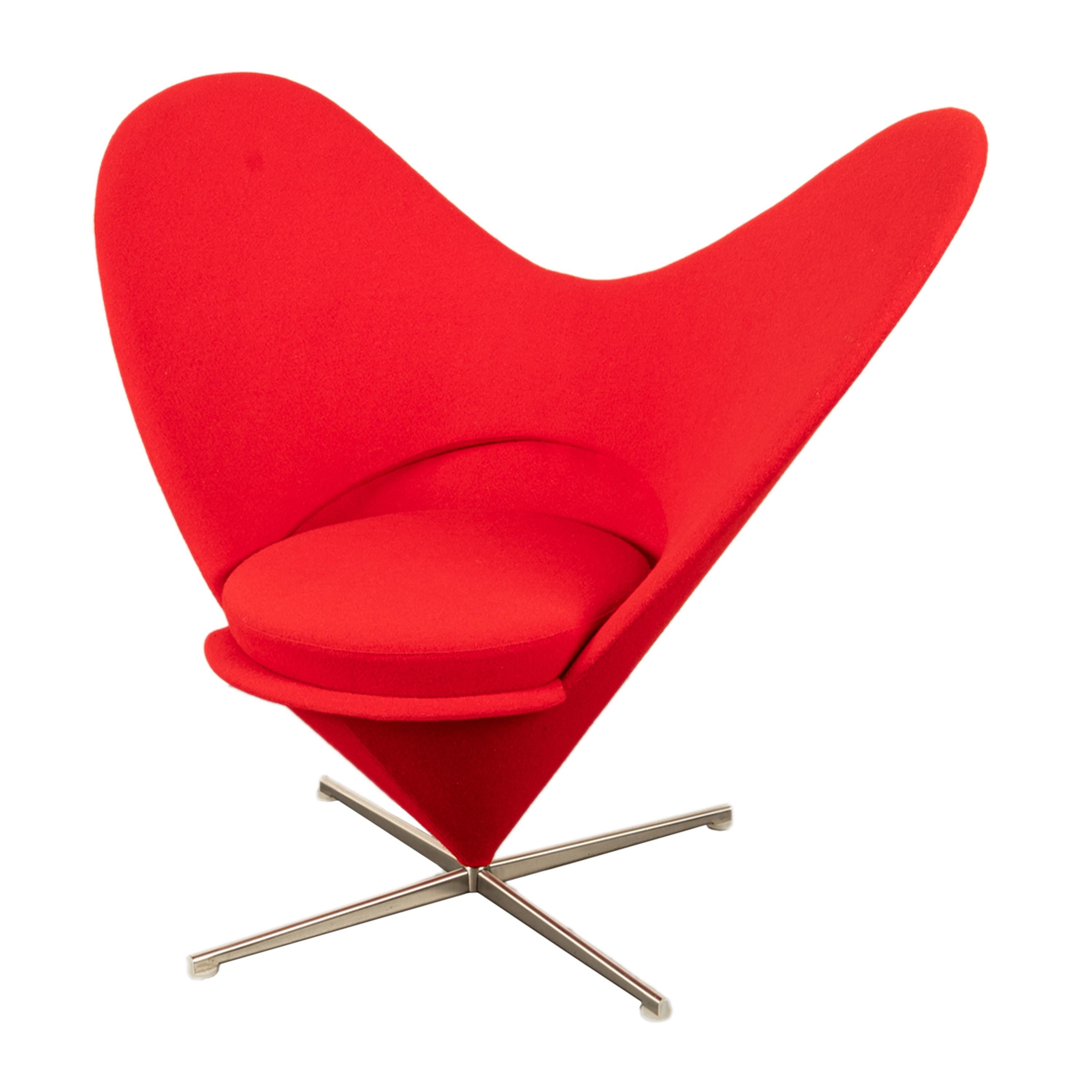 Mid-Century Modern Mid Century Modern Red Heart Cone Chair Verner Panton for Vitra Mint Condition