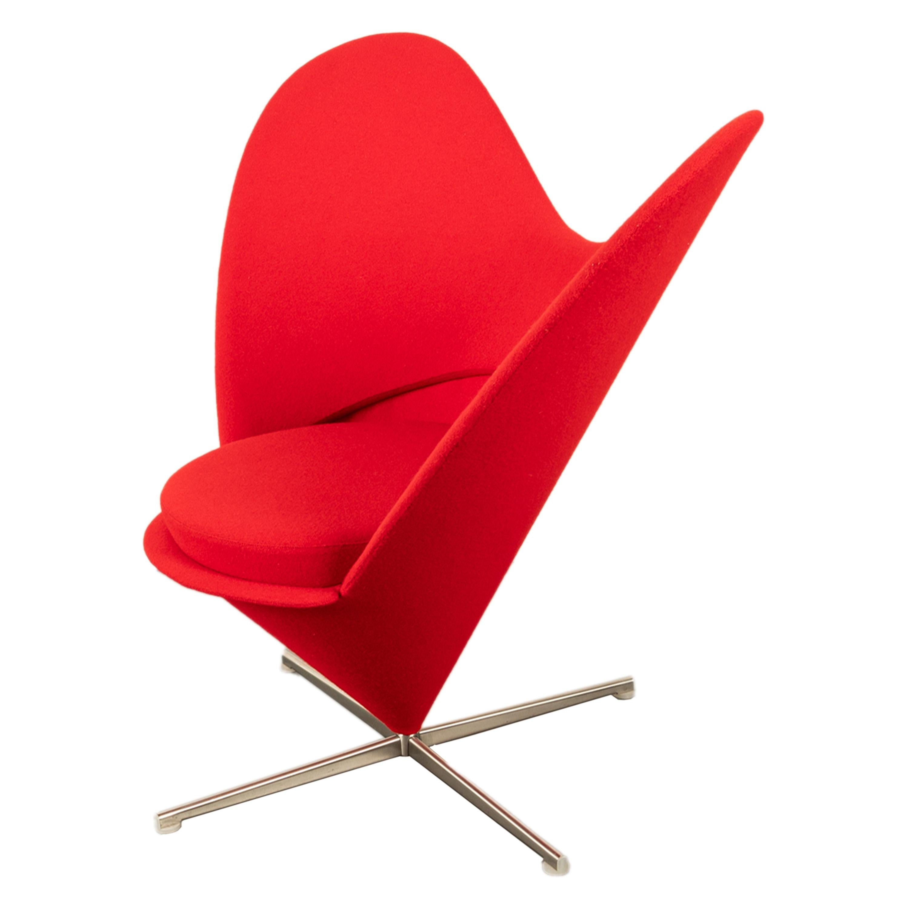 Swiss Mid Century Modern Red Heart Cone Chair Verner Panton for Vitra Mint Condition
