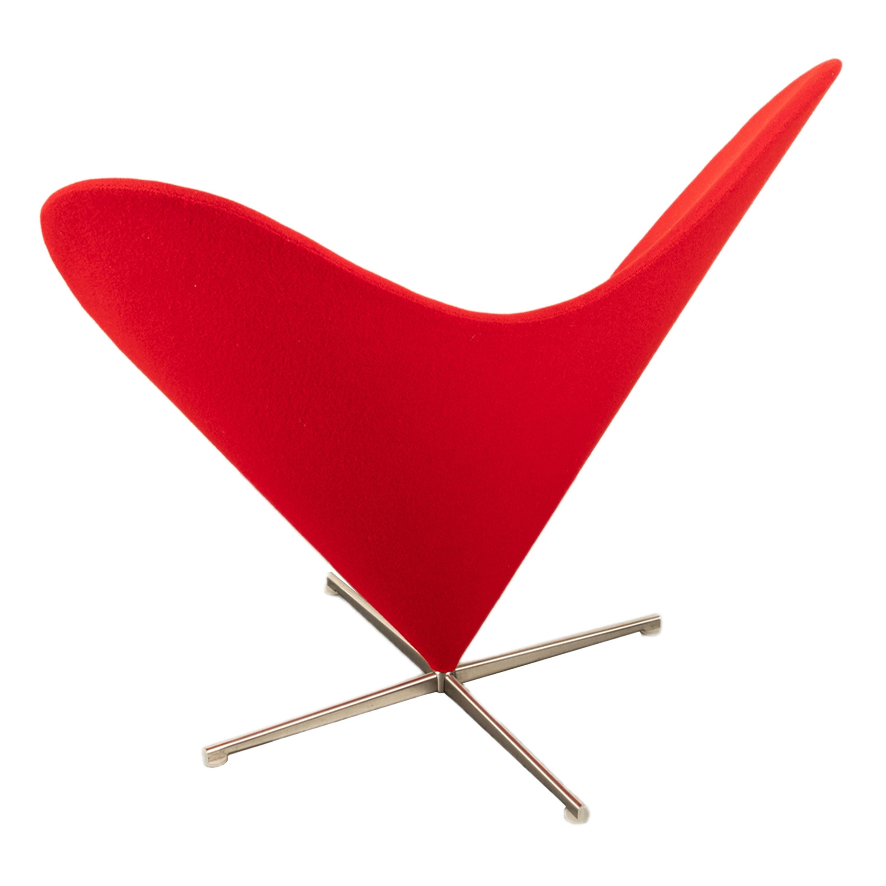 Contemporary Mid Century Modern Red Heart Cone Chair Verner Panton for Vitra Mint Condition