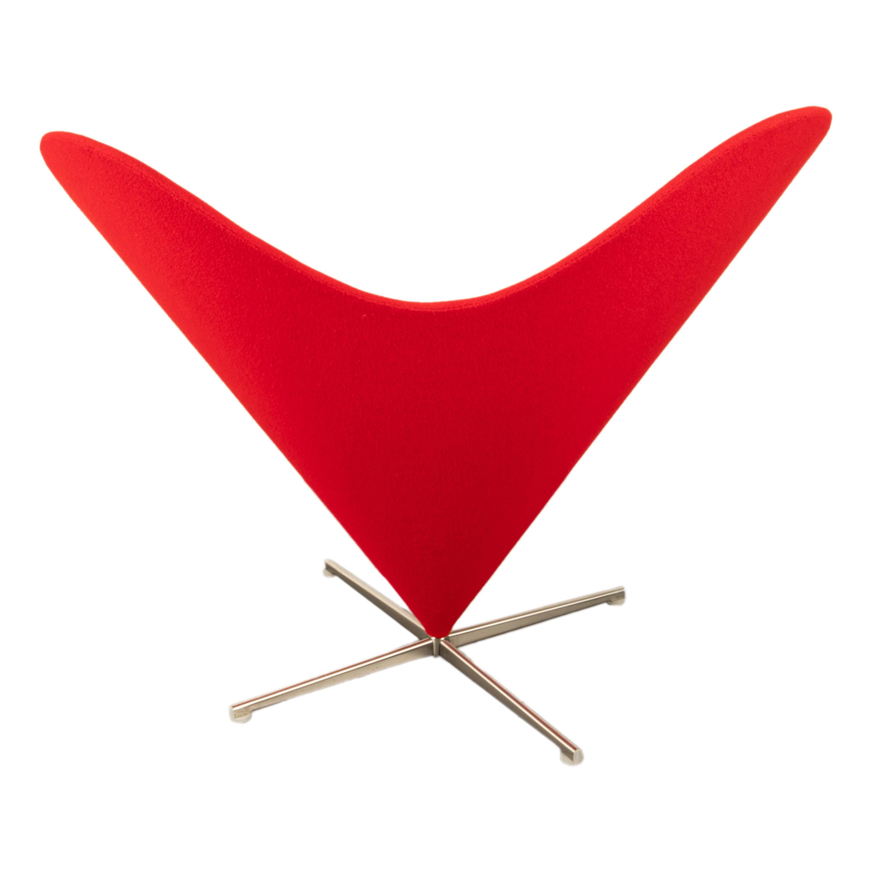 Aluminum Mid Century Modern Red Heart Cone Chair Verner Panton for Vitra Mint Condition