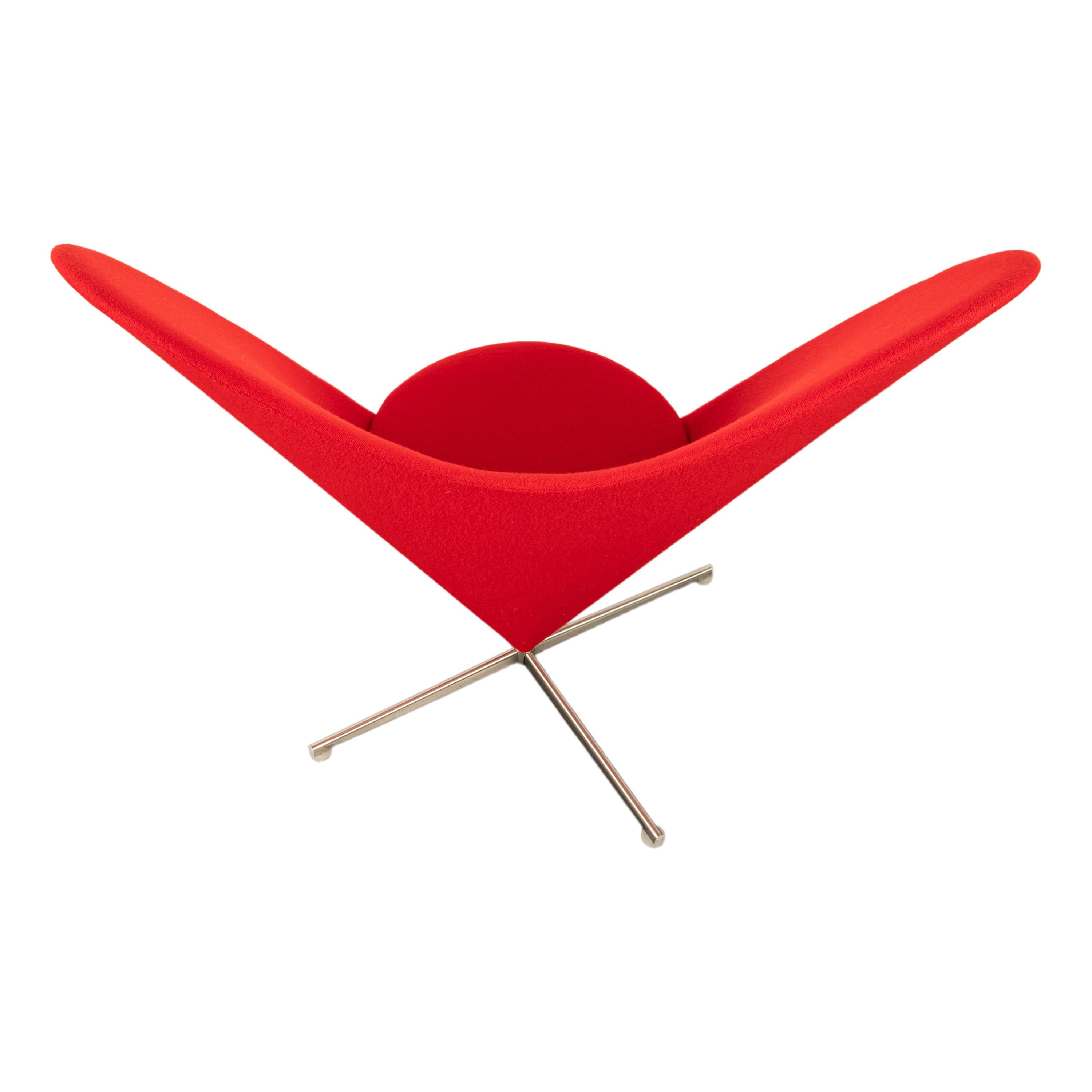 Mid Century Modern Red Heart Cone Chair Verner Panton for Vitra Mint Condition 1