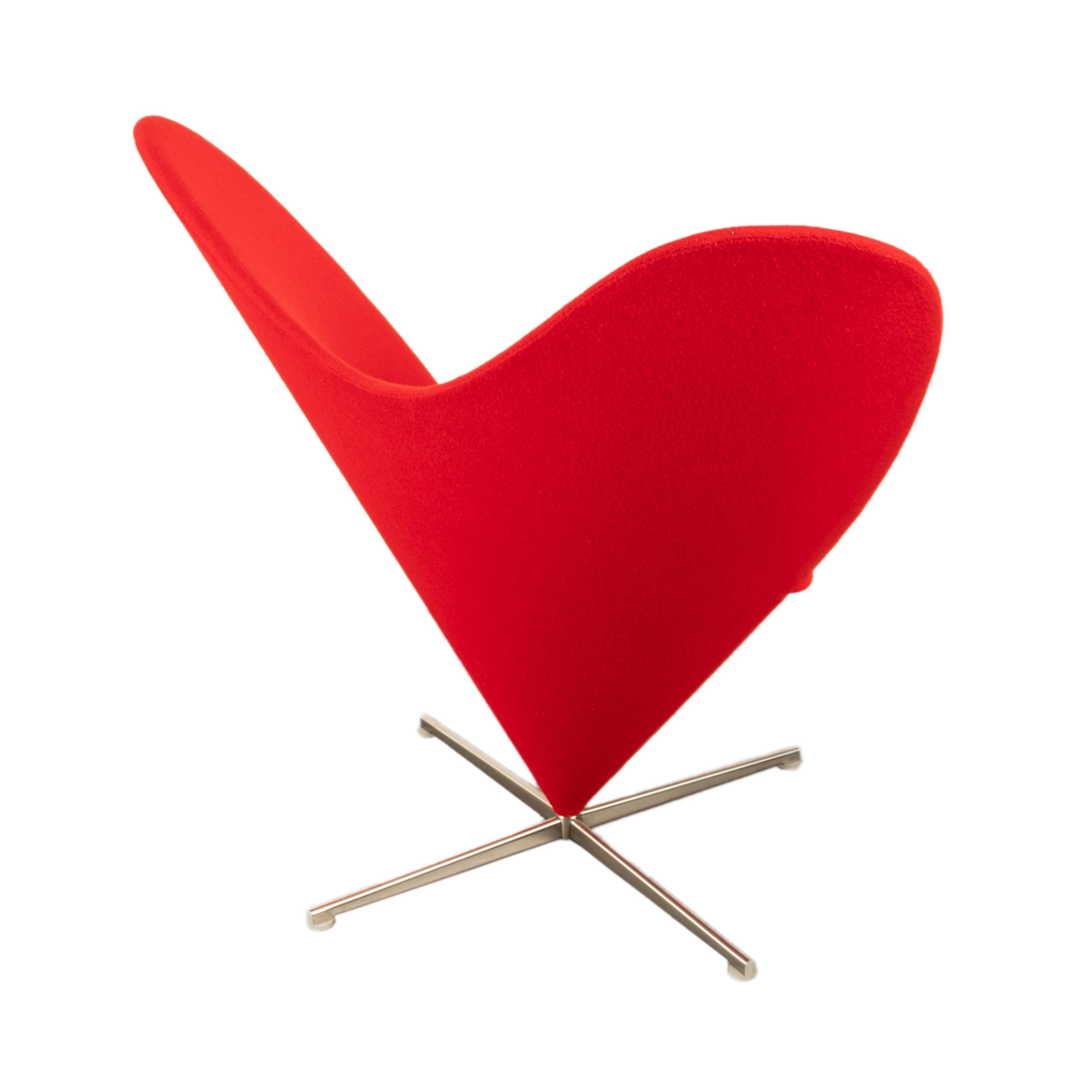 Mid Century Modern Red Heart Cone Chair Verner Panton for Vitra Mint Condition 2
