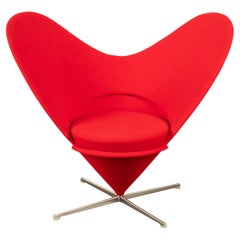 Mid Century Modern Red Heart Cone Chair Verner Panton for Vitra Mint Condition