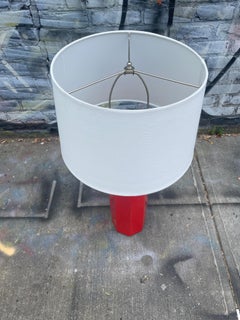 Mid-Century Modern Red Hexagon Ceramic Table Lamp