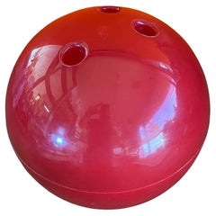Antique Mid-Century Modern Red "Ice-A-Bowl" Bowling Ball Ice Bucket by Victor Bonomo
