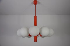 Mid-Century Modern Red Kaiser 10-Arm Chandelier by Kaiser, Germany, 1960s