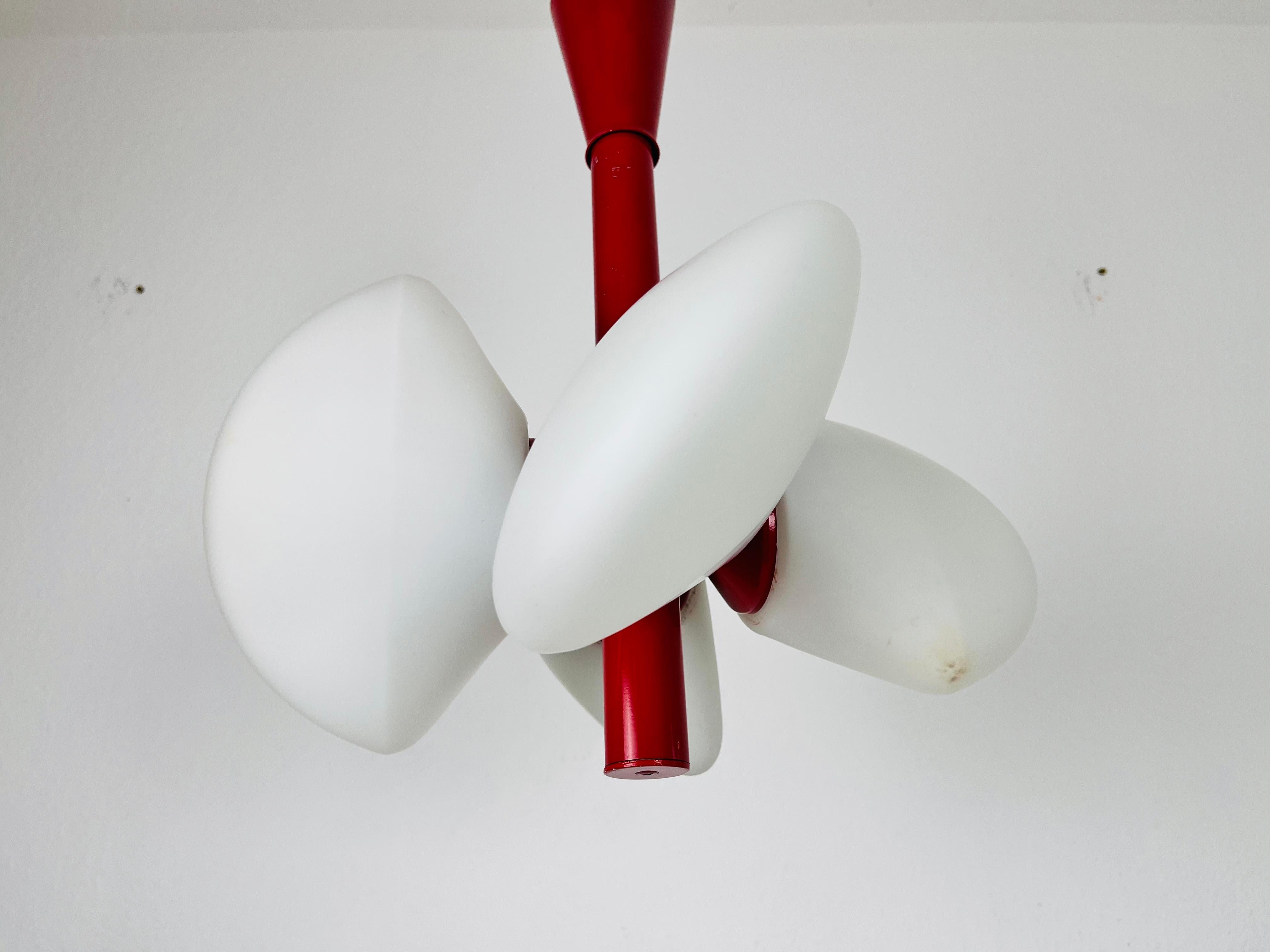Mid-Century Modern Red Kaiser 4-Arm Space Age Chandelier, 1960s, Germany For Sale 1