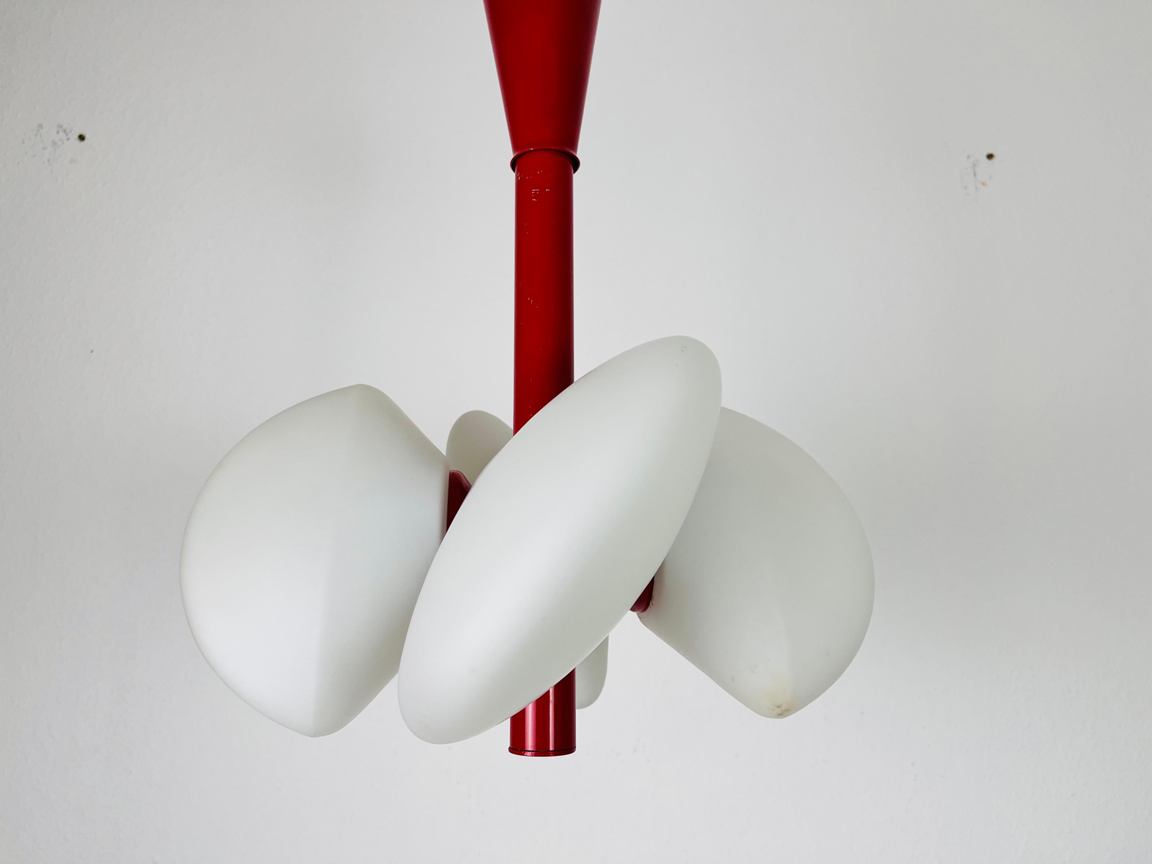 Mid-Century Modern Red Kaiser 4-Arm Space Age Chandelier, 1960s, Germany For Sale 2