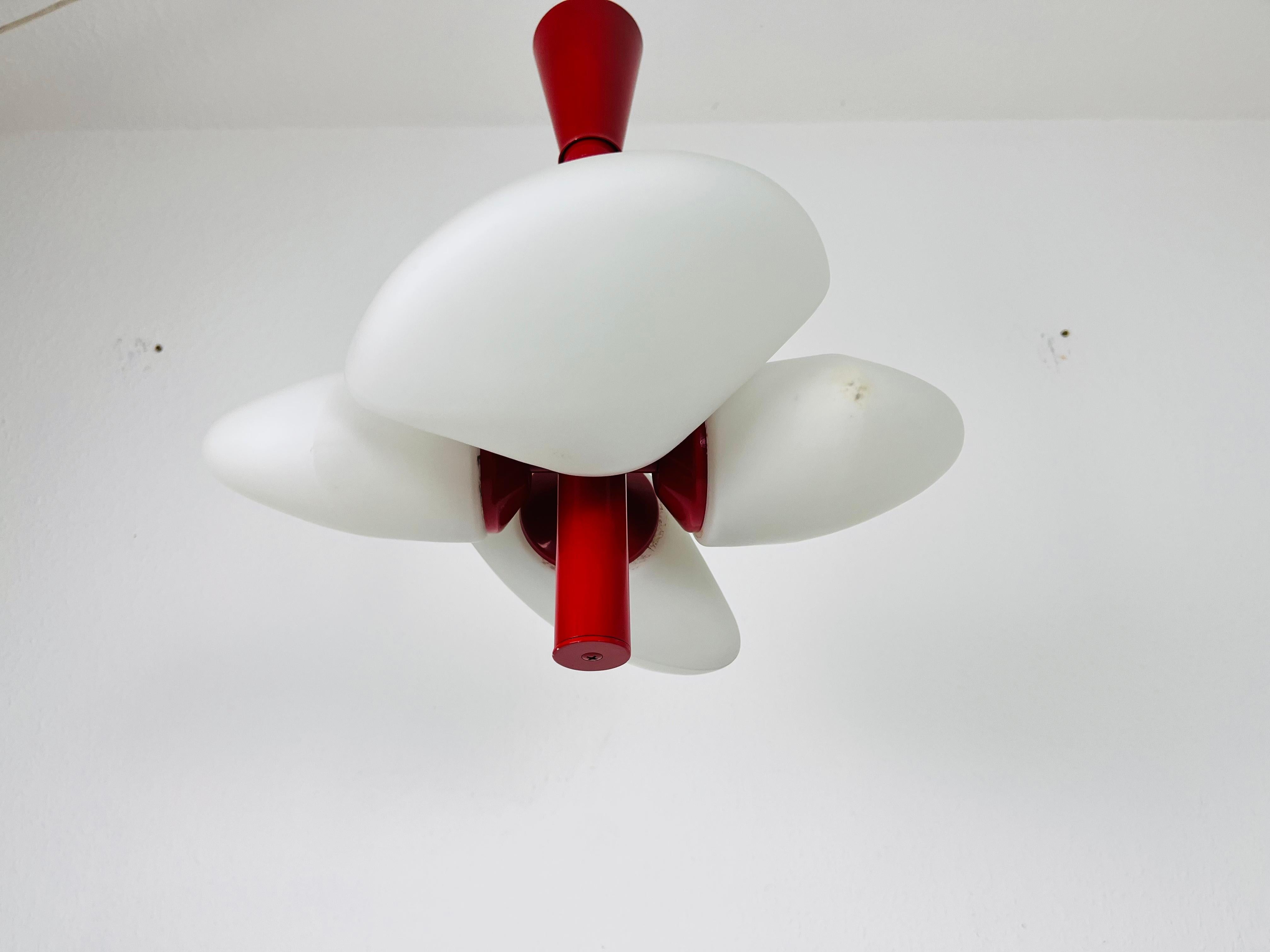 Mid-Century Modern Red Kaiser 4-Arm Space Age Chandelier, 1960s, Germany For Sale 3