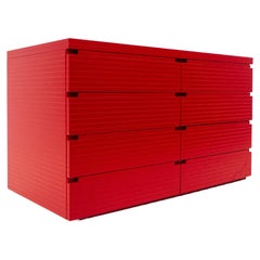 Mid-Century Modern Red Lacquered Chest of Drawers, 1960s