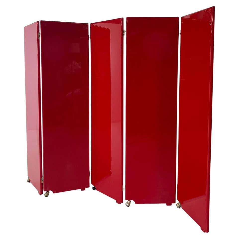Red Screen Divider Mid-Century Room Divider by L. Volak for Drevopodnik Holesov, 1960s at ...
