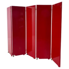 Mid-Century Modern Red Lacquered Room Divider, Italy, 1960s