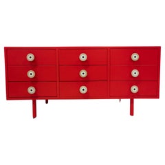 Mid-Century Modern Red Lacquered Sideboard, Italy, 1970s